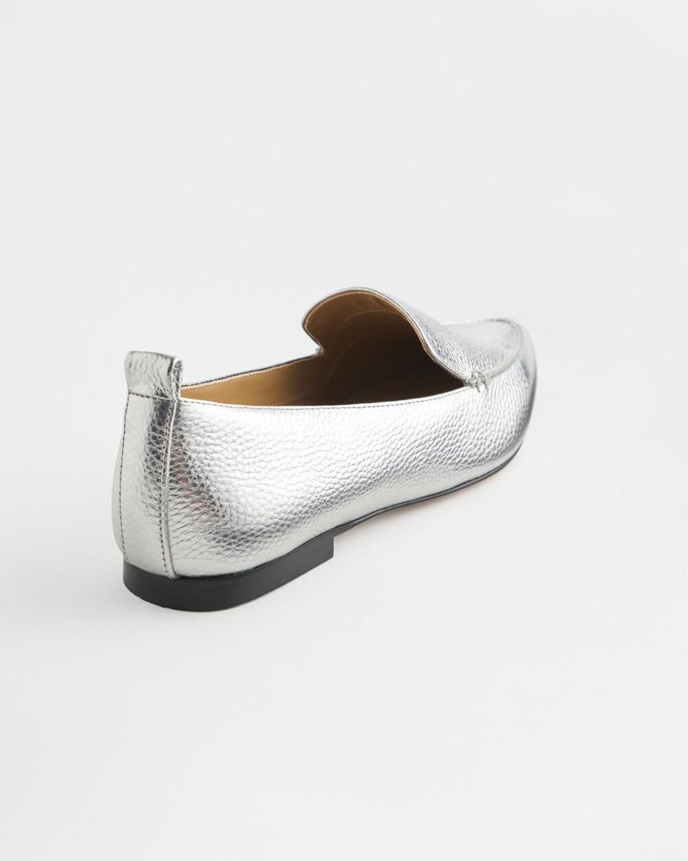 Silver Metallic Leather Loafer Product Image