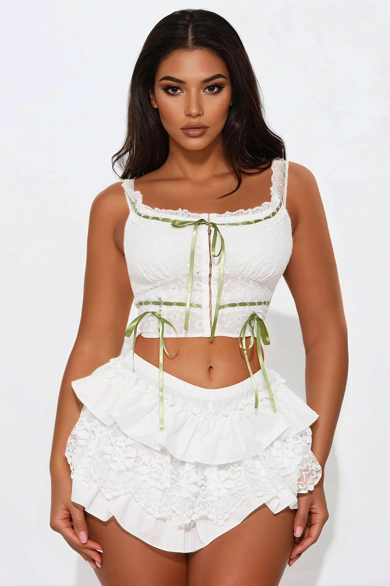 Sunshine Ruffle Short Set - White Product Image