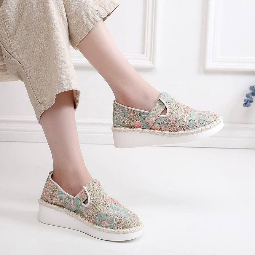 Lace Platform Slip-Ons Product Image