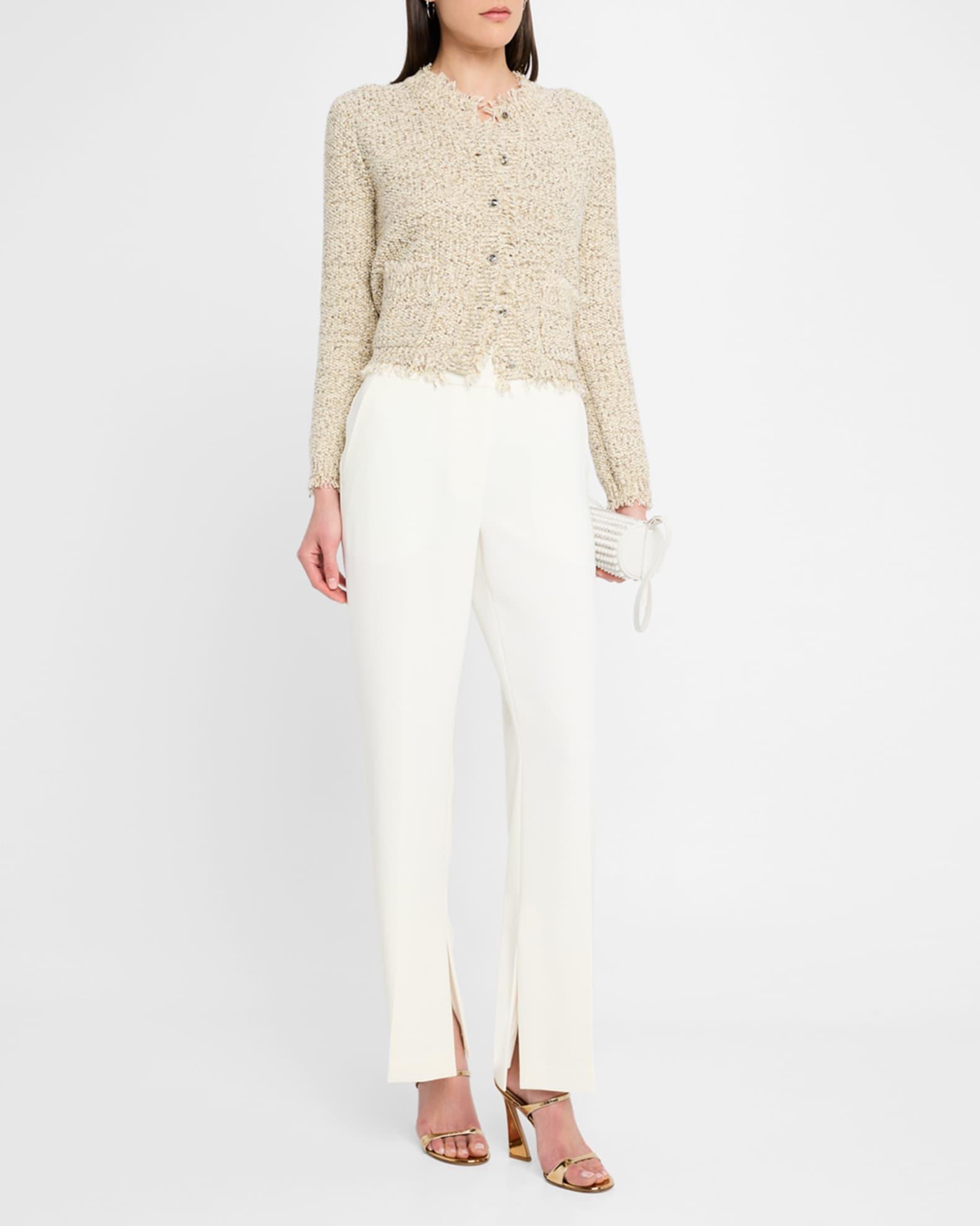 Emorie Fringe-Trim Tweed Knit Jacket Product Image