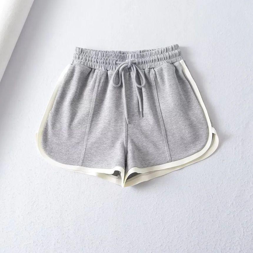 Drawstring Waist Slit Sweat Shorts Product Image