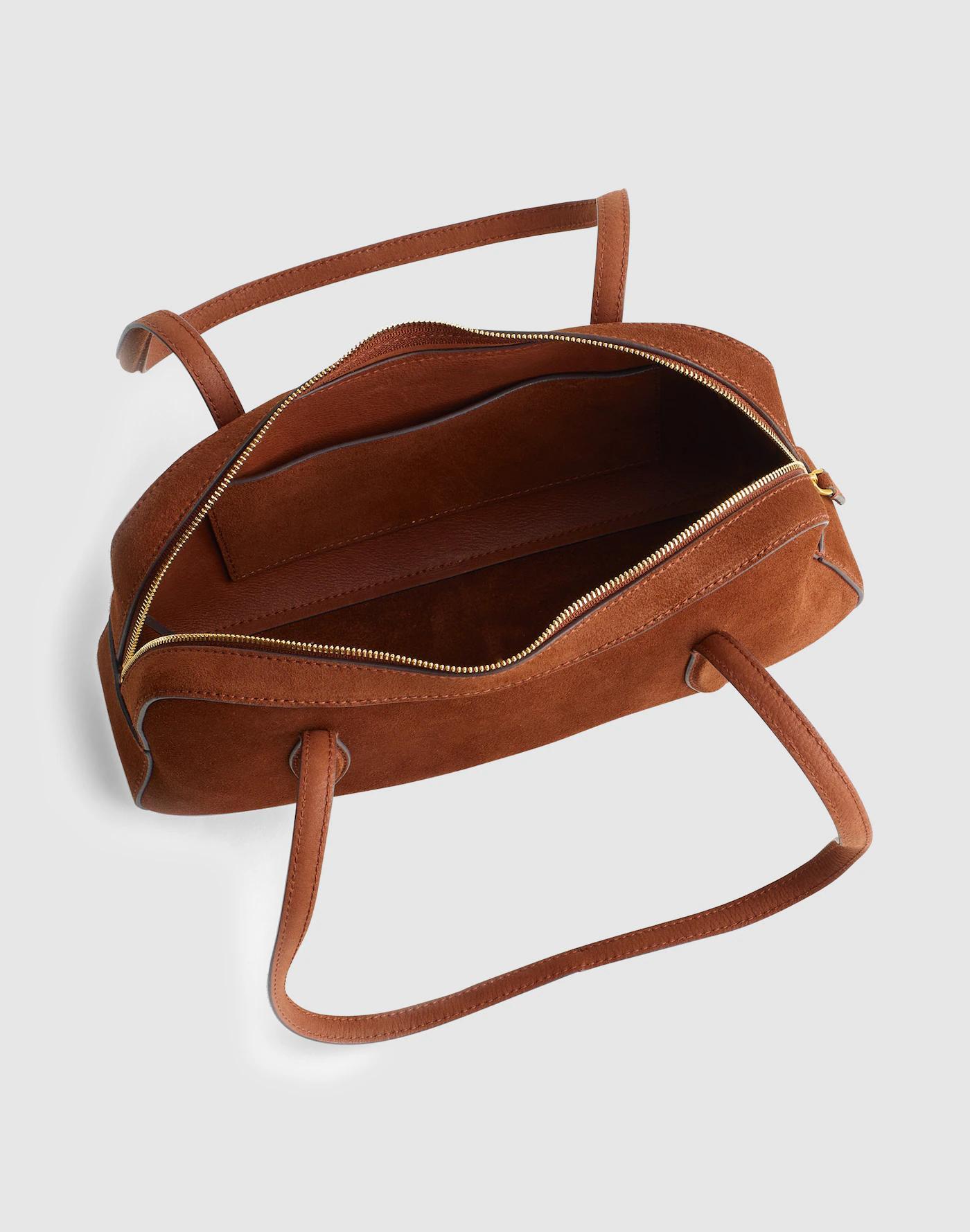 The Top-Zip Shoulder Bag in Suede Product Image