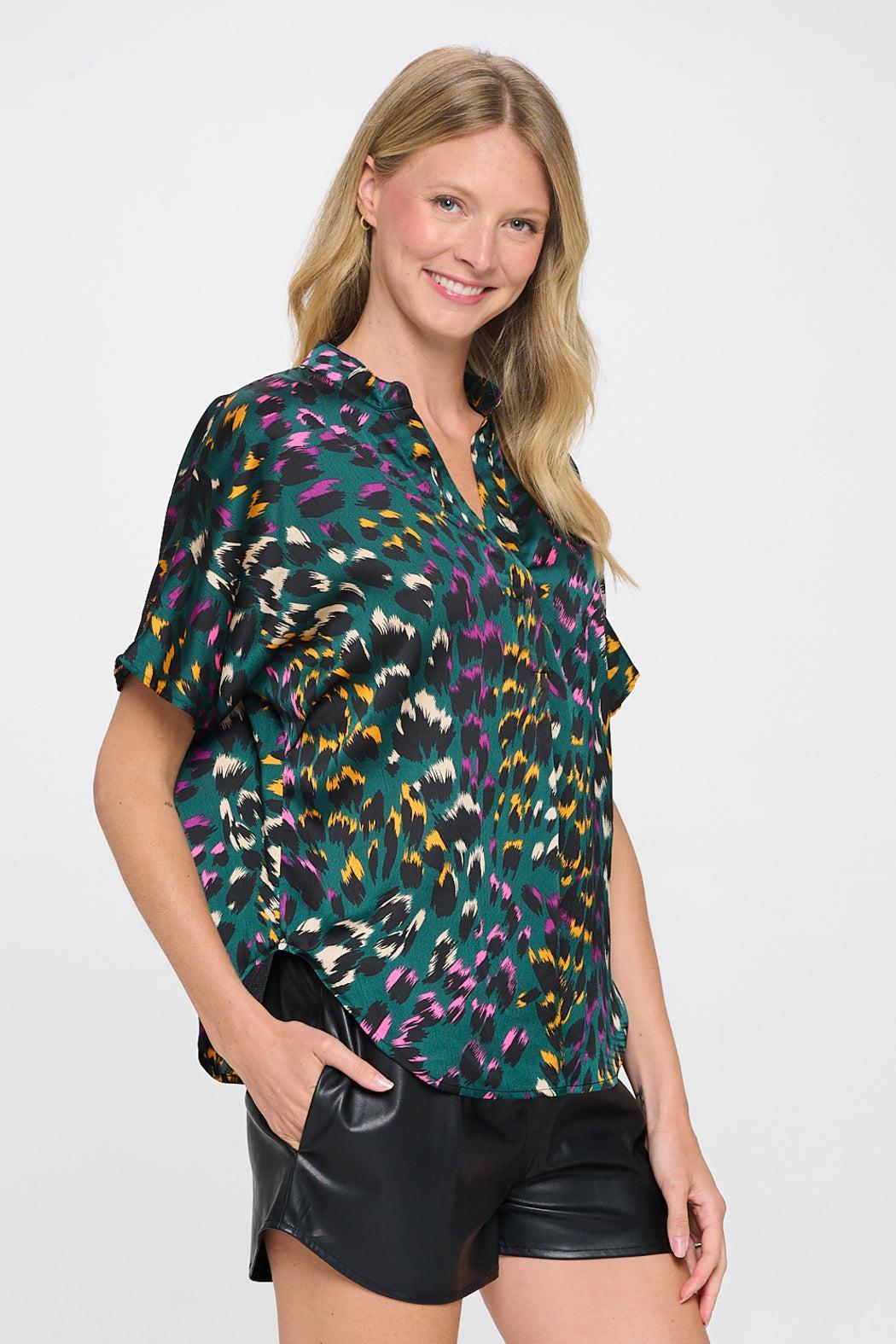 Leopard Green Kaii Top Product Image