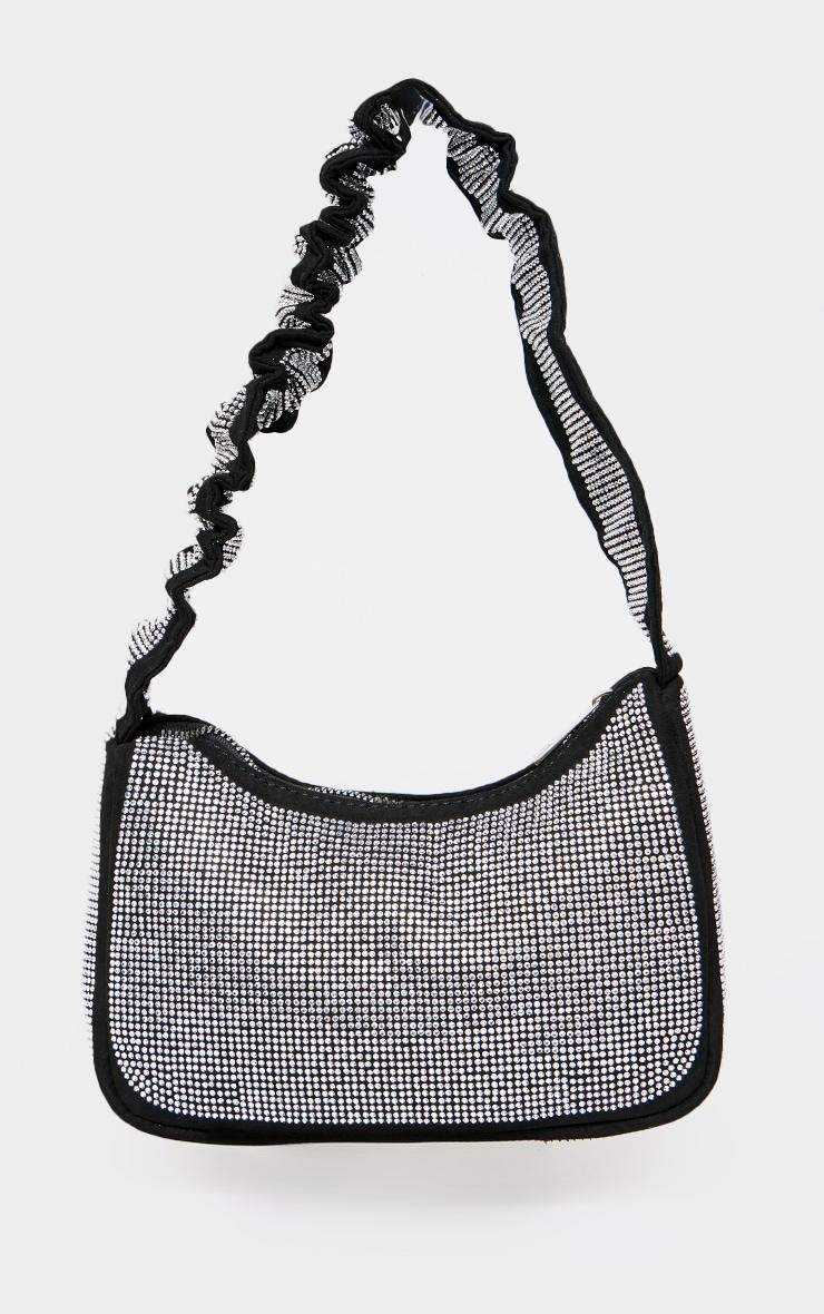 Silver Diamante Ruched Handle Shoulder Bag Product Image