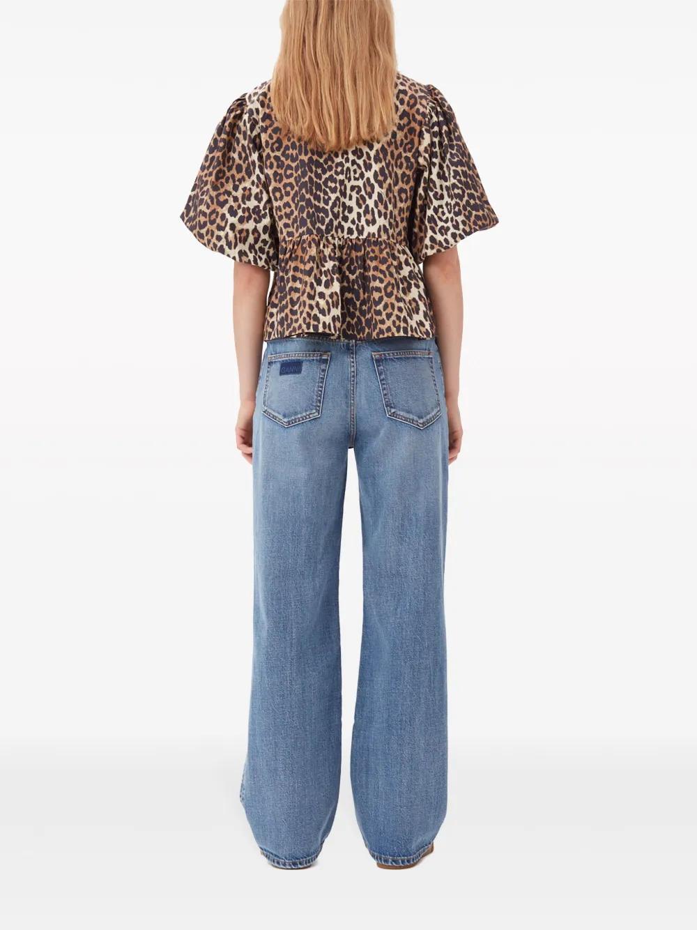 leopard-print organic-cotton blouse Product Image