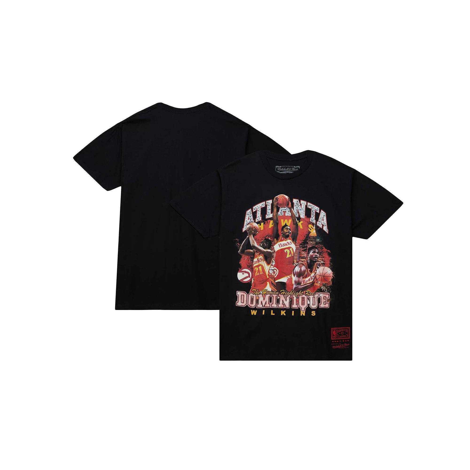 Men's Mitchell & Ness Dominique Wilkins Black Atlanta Hawks Hardwood Classics Bling Concert Player T-Shirt, Size: Small Product Image