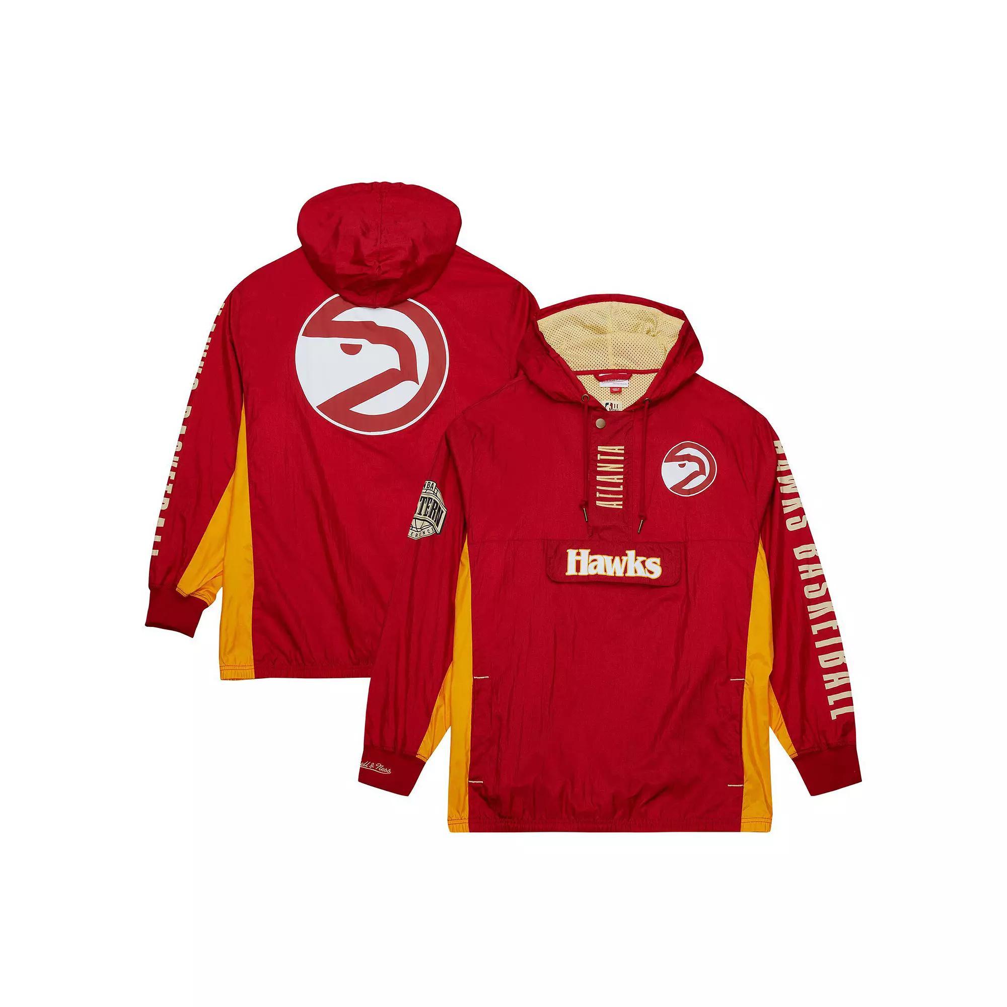 Men's Mitchell & Ness Red Atlanta Hawks Team OG 2.0 Vintage Logo Anorak Windbreaker Quarter-Zip Jacket,  Product Image