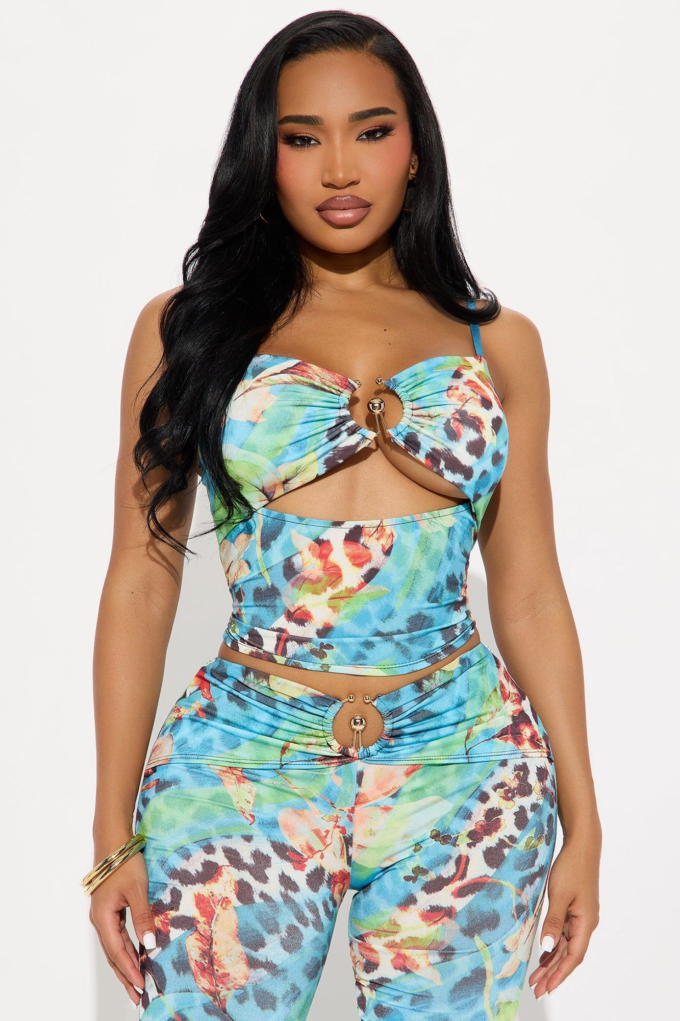 My Happy Place Pant Set - Blue/combo Product Image