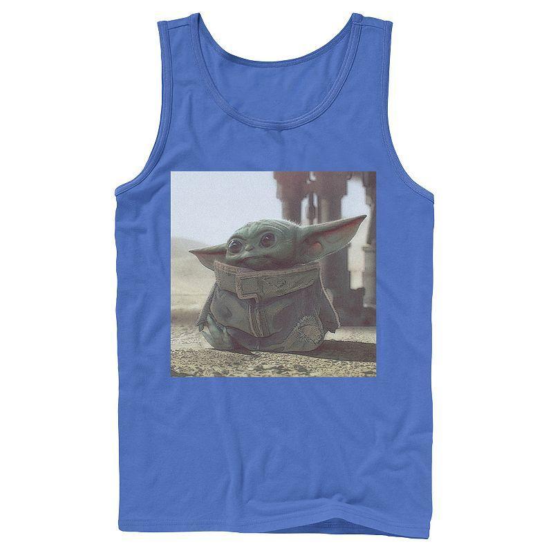 Men's Star Wars The Mandalorian The Child aka Baby Yoda Photograph Tank Top, Size: Small, Blue Product Image