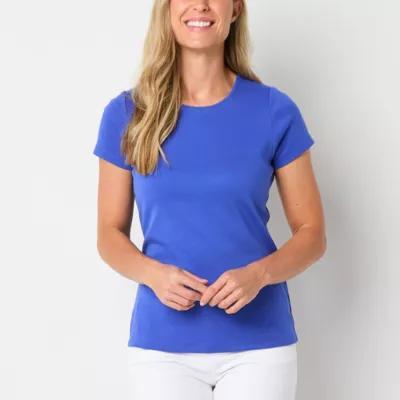 St. John's Bay Womens Crew Neck Short Sleeve Tall T-Shirt Product Image