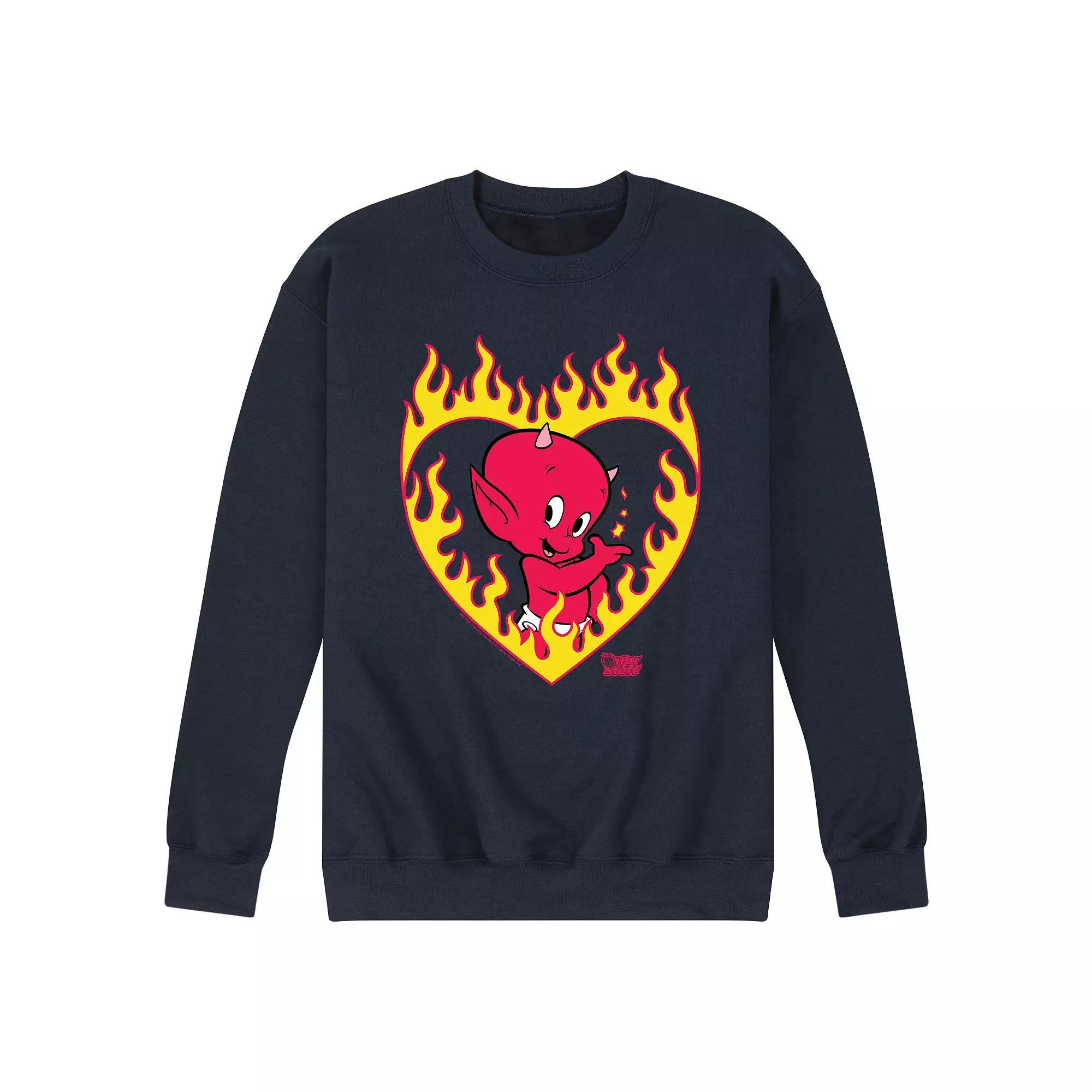 Men's Hot Stuff Little Devil Flame Heart Fleece Sweatshirt, Size: XL, Blue Product Image