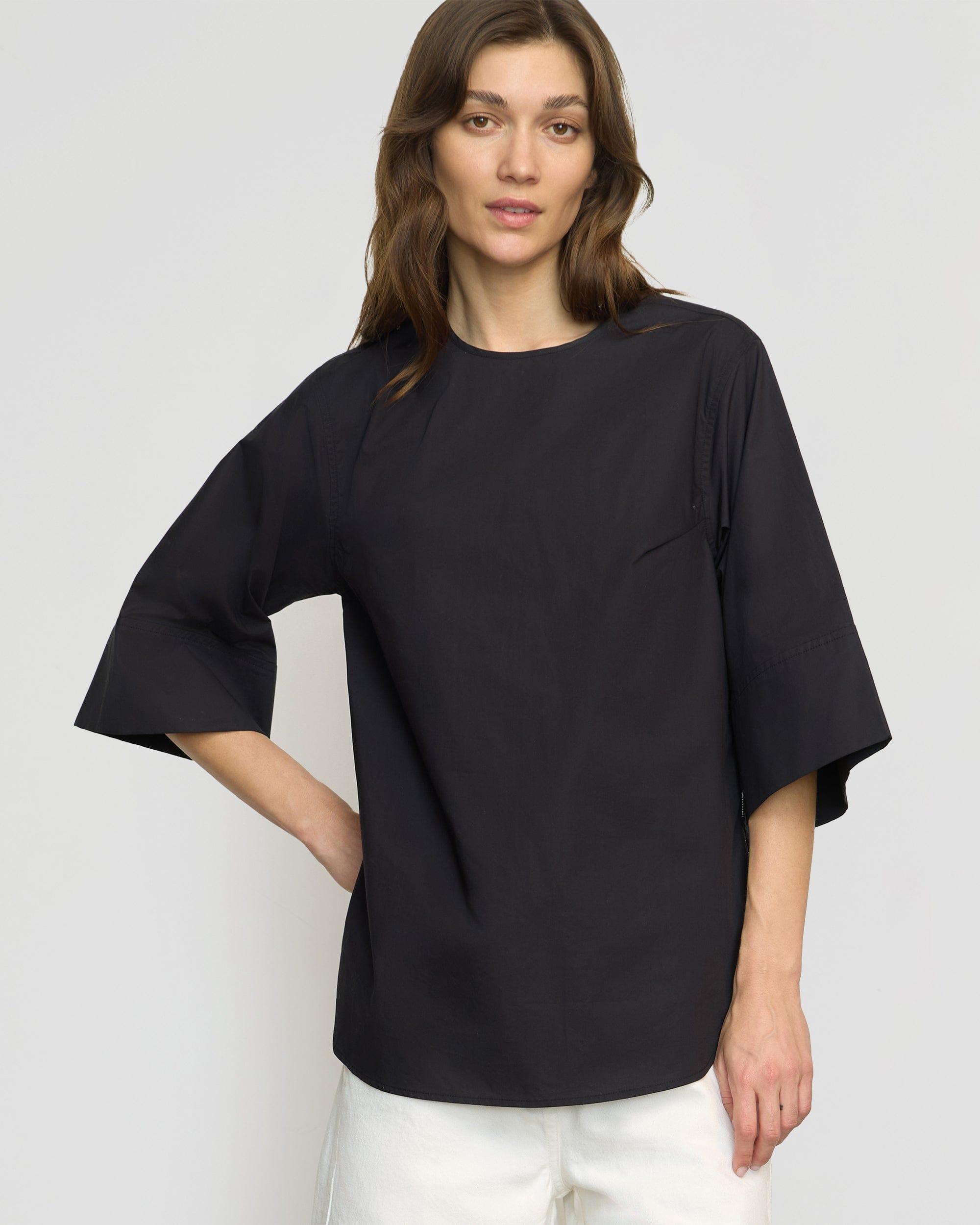 Catie Side-Zip Oversized Tulip-Hem Top Product Image