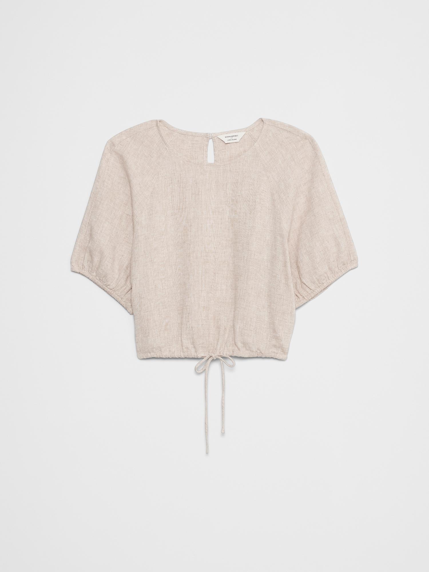 Linen-Blend Tie-Hem Top Product Image