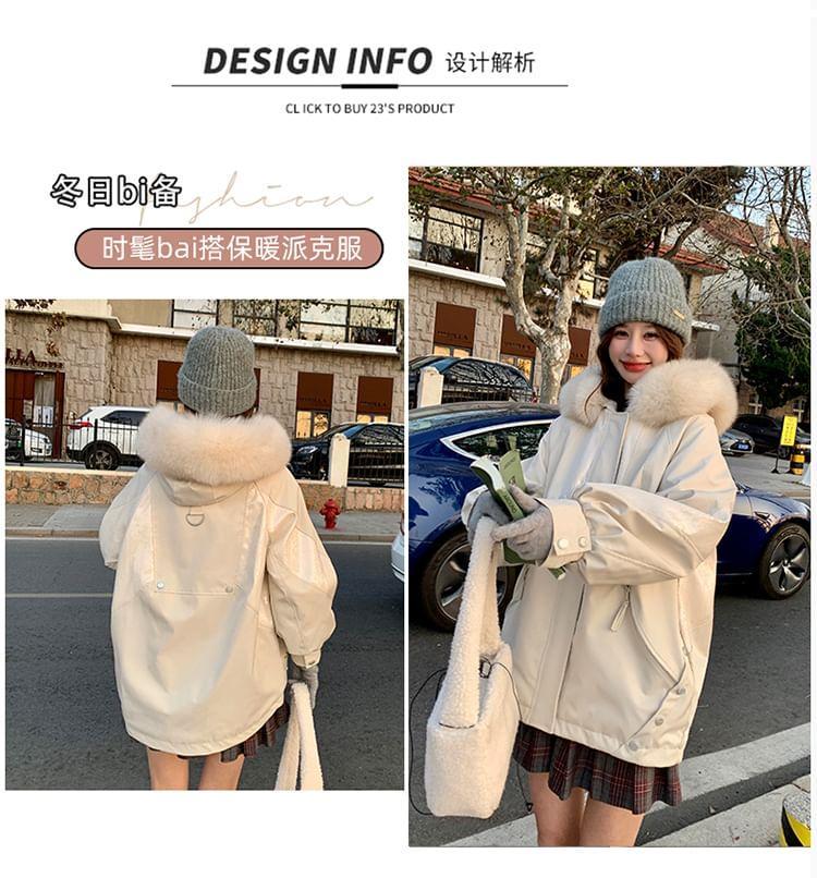 Faux Fur Zip-Up Padded Jacket Product Image