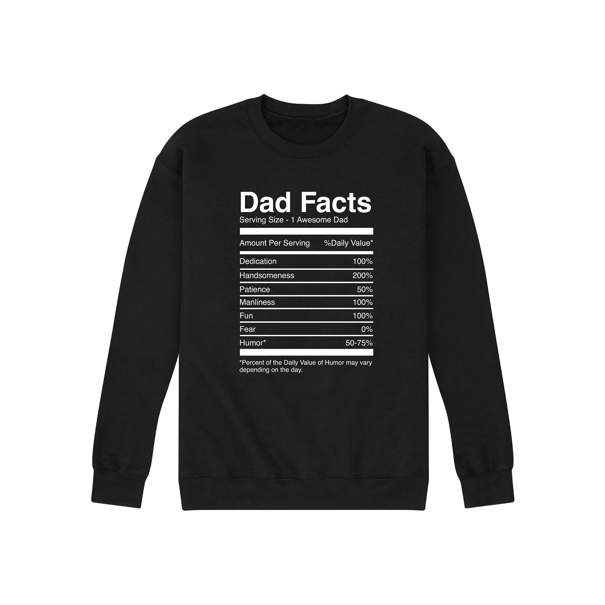 Men's Dad Facts Graphic Fleece Sweatshirt, Size: XL, Black Product Image