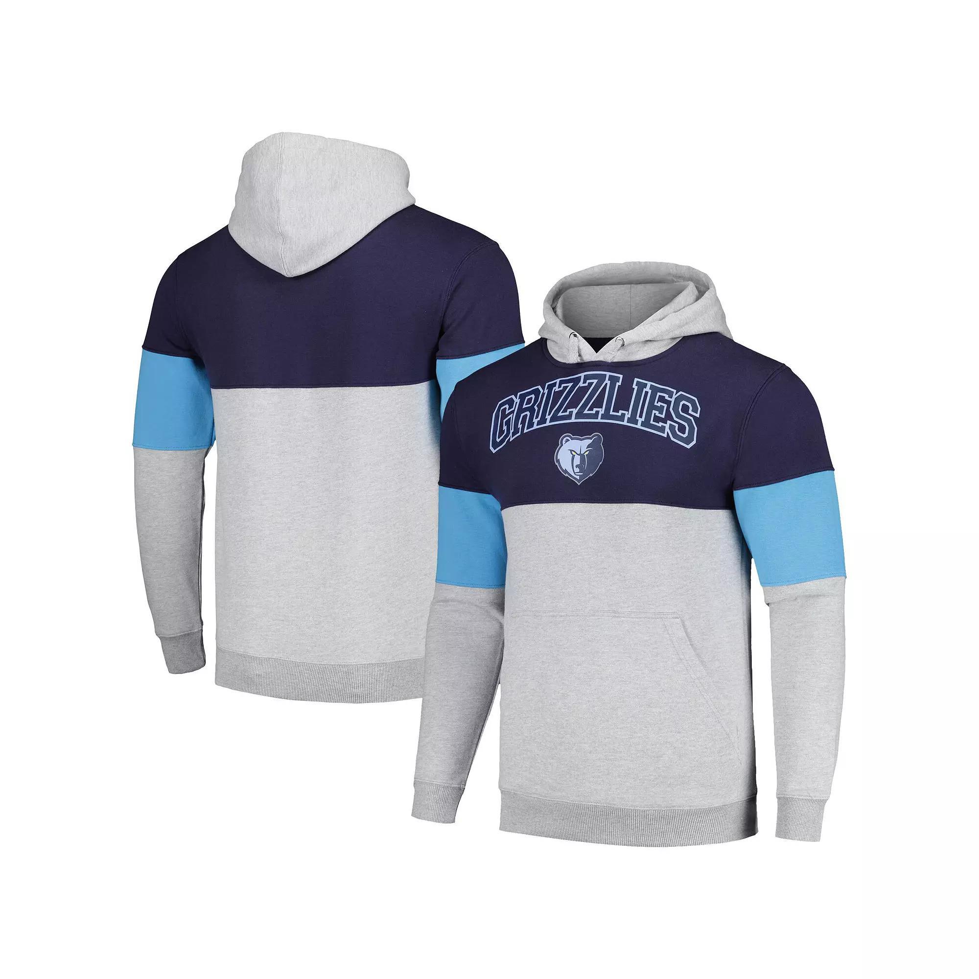 Men's Fanatics Branded Navy Memphis Grizzlies Contrast Pieced Pullover Hoodie, Size: Medium, Grz Blue Product Image