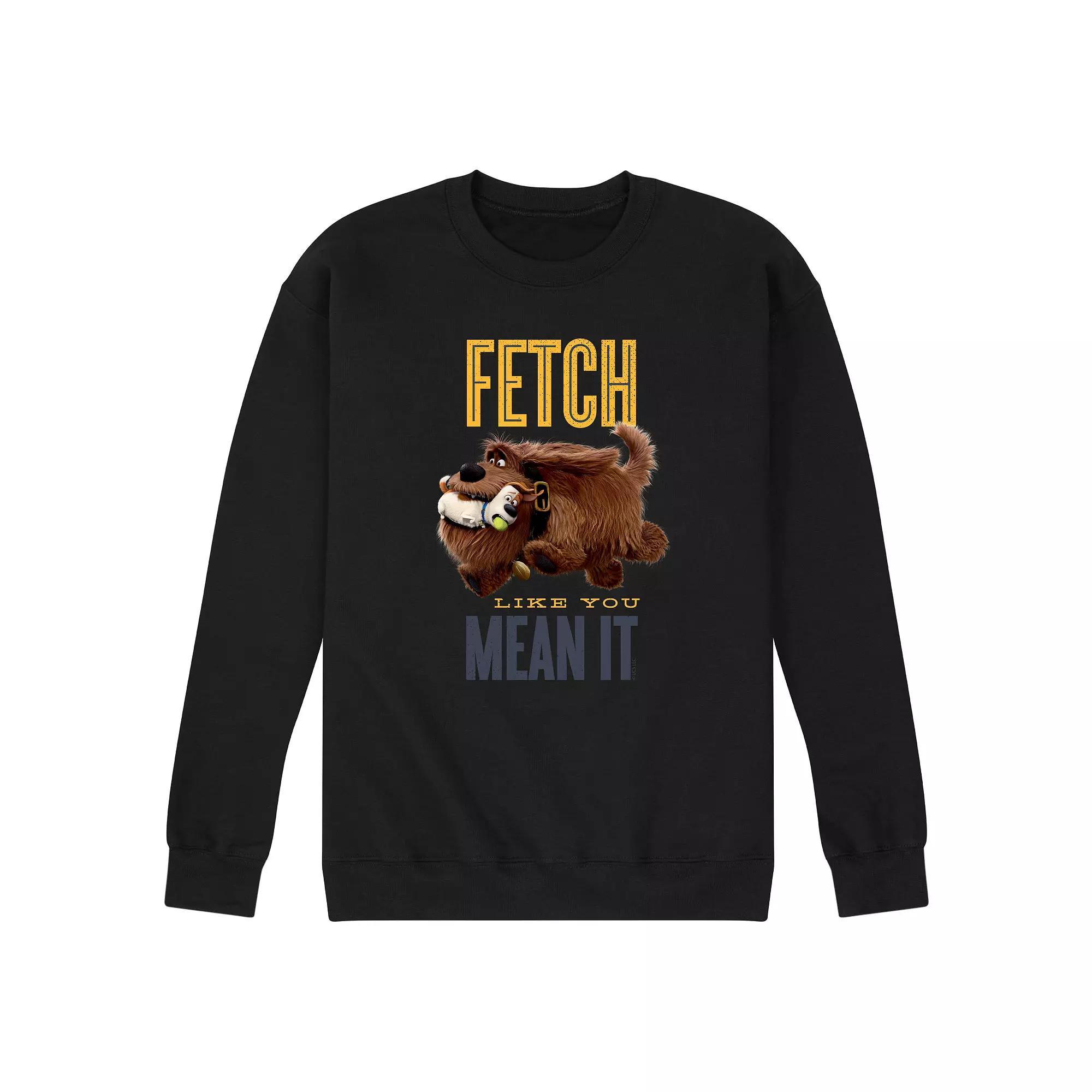 Men's Secret Life Pets Fetch Graphic Fleece Pullover, Size: XL, Black Product Image