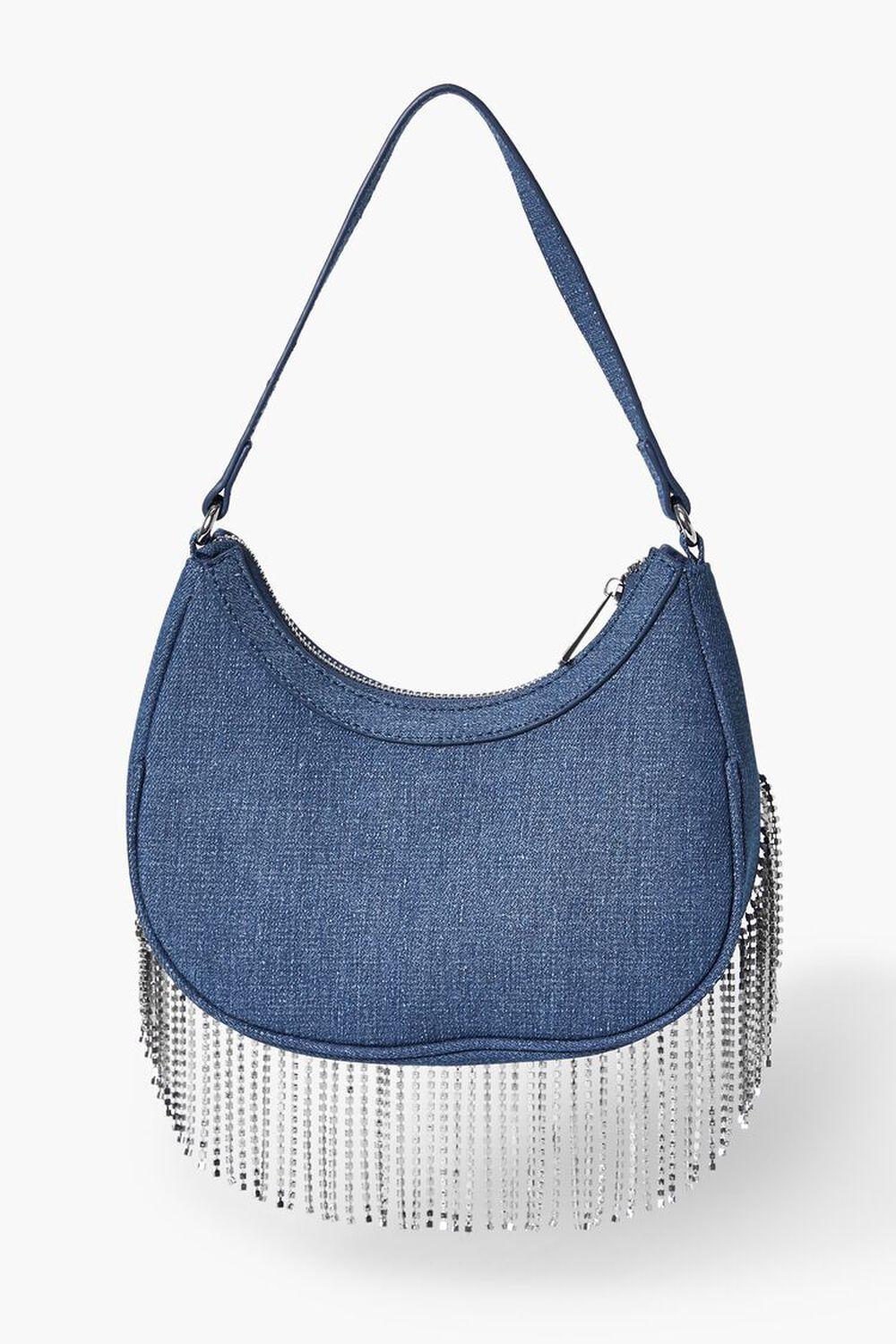 Rhinestone-Trim Denim Handbag | Forever 21 Product Image