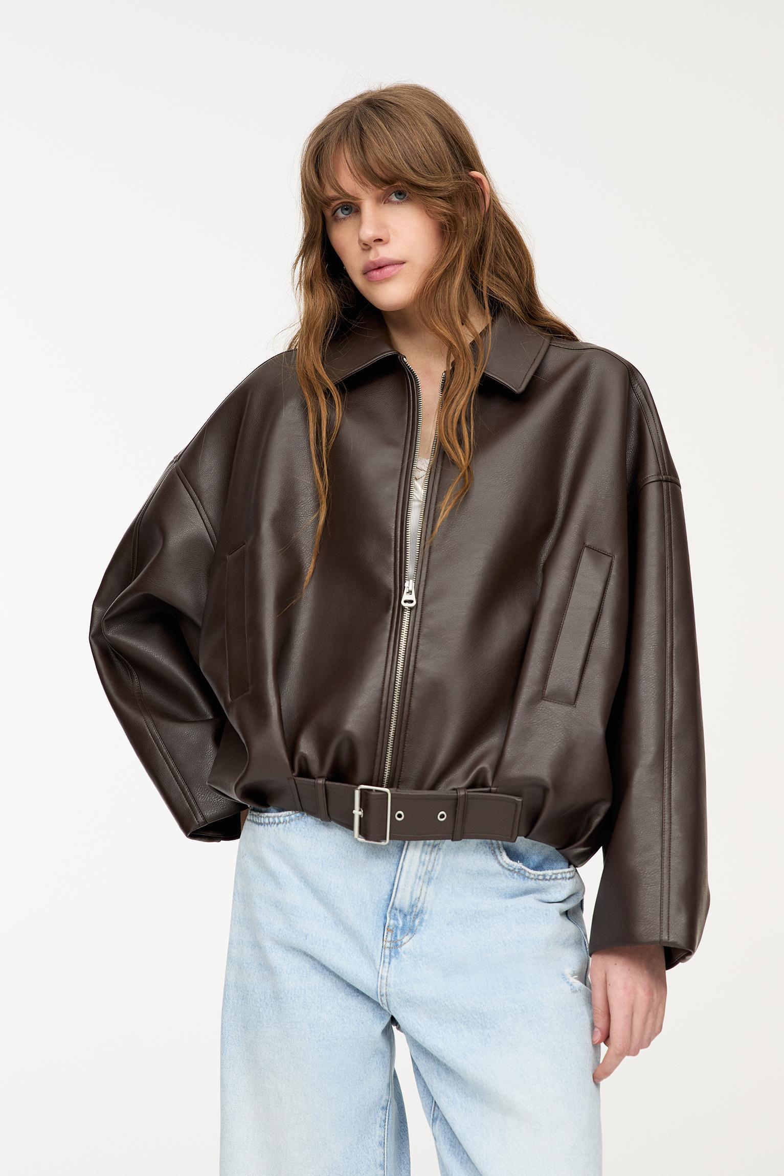 Faux leather bomber jacket Product Image