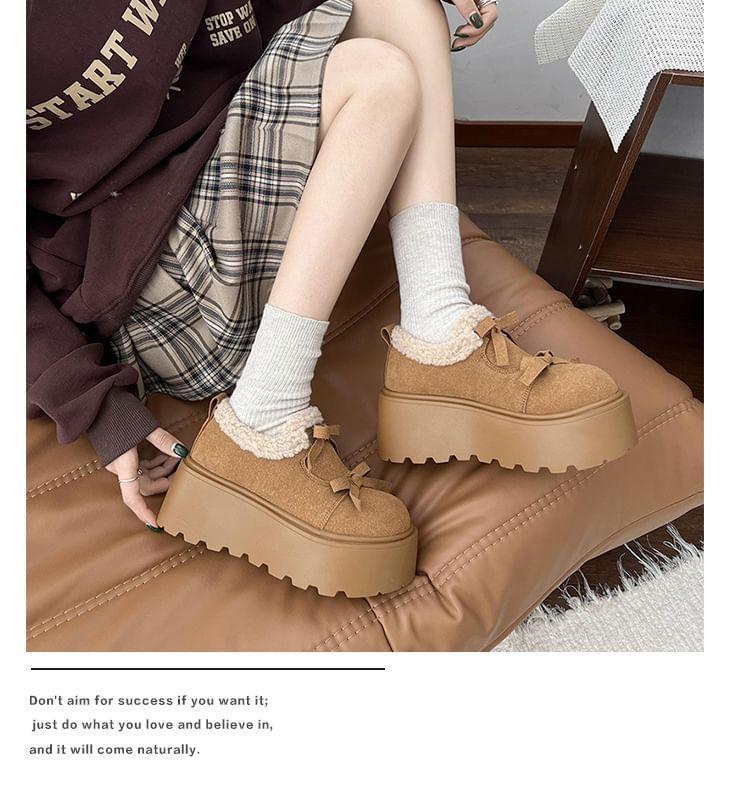 Bow Fleece Panel Platform Loafers Product Image