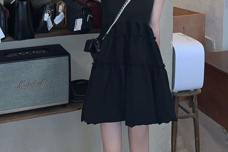 Spaghetti Strap Plain Mini A-line Dress Product Image