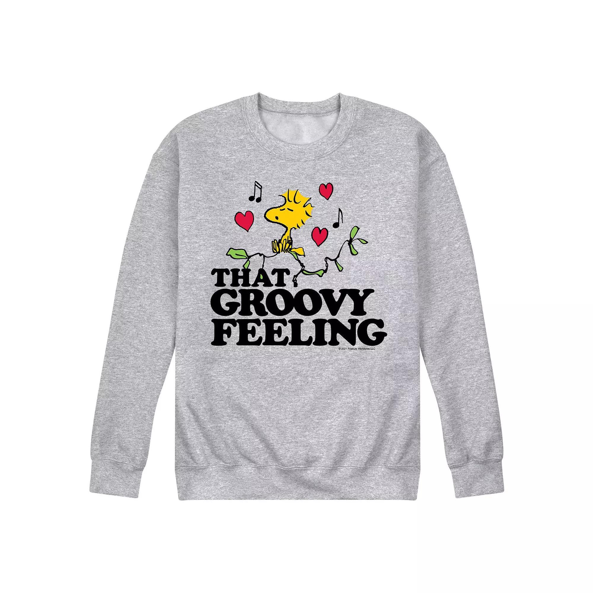 Men's Peanuts Groovy Feeling Sweatshirt, Size: Small, Gray Product Image