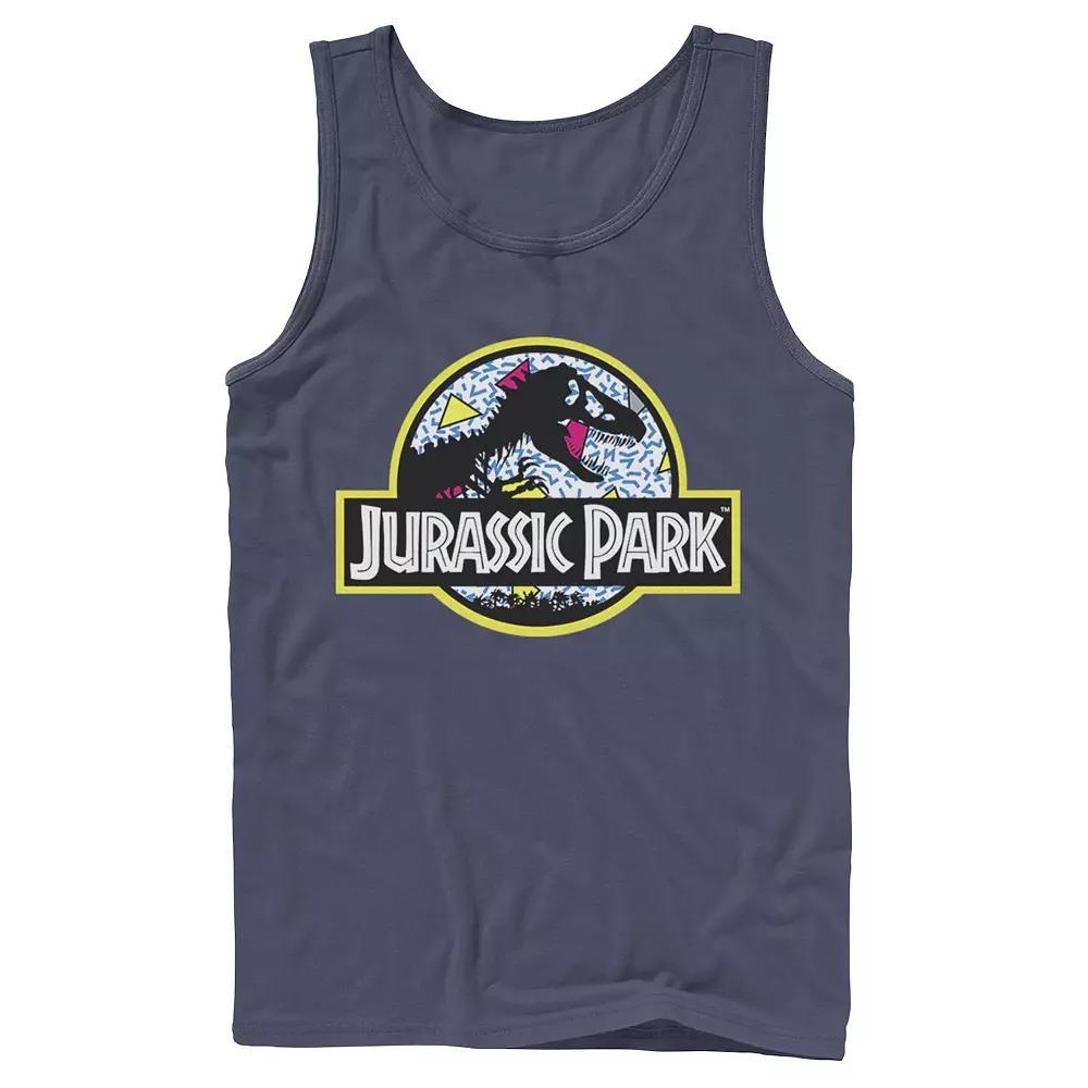 Men's Jurassic Park Blue Retro Classic Icon Tank Top,  Product Image