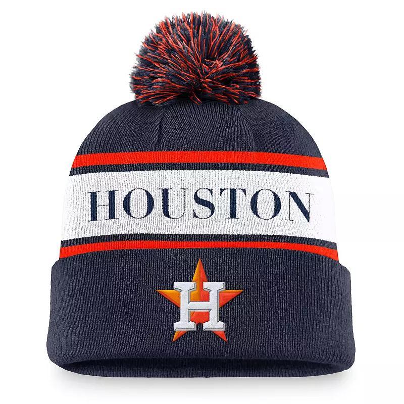 Houston Astros Team Stripe Peak Men's Nike MLB Cuffed Pom Beanie Product Image