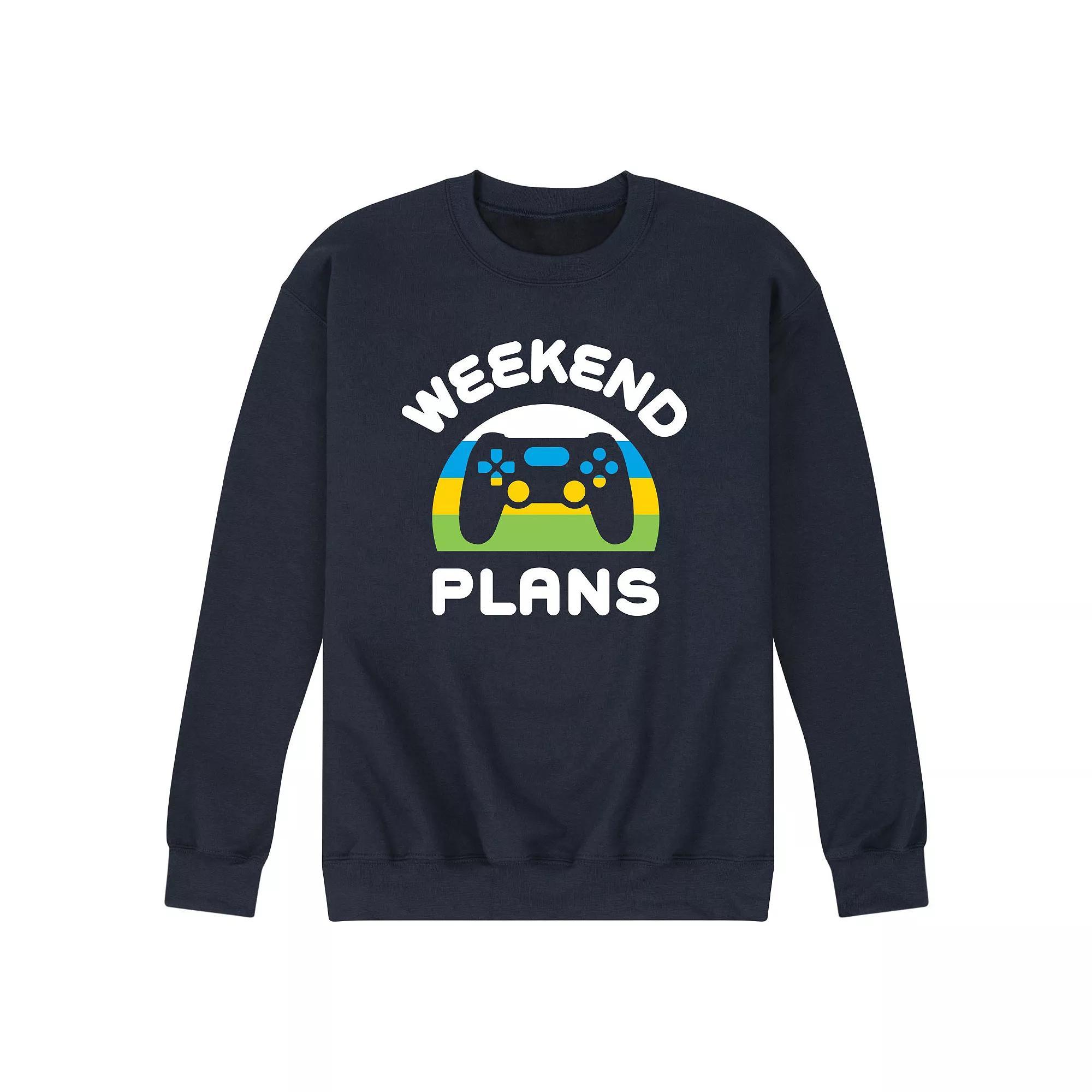 Men's Weekend Plans Graphic Fleece Sweatshirt, Size: Large, Blue Product Image