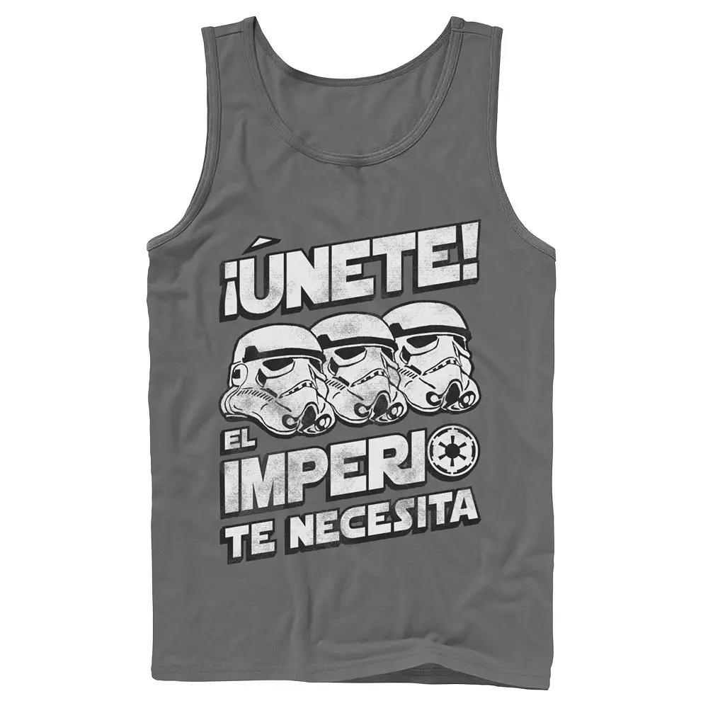 Men's Star Wars Unete El Imperio Te Necesita Stormtrooper Faded Portrait Tank Top, Size: Small, Grey Product Image