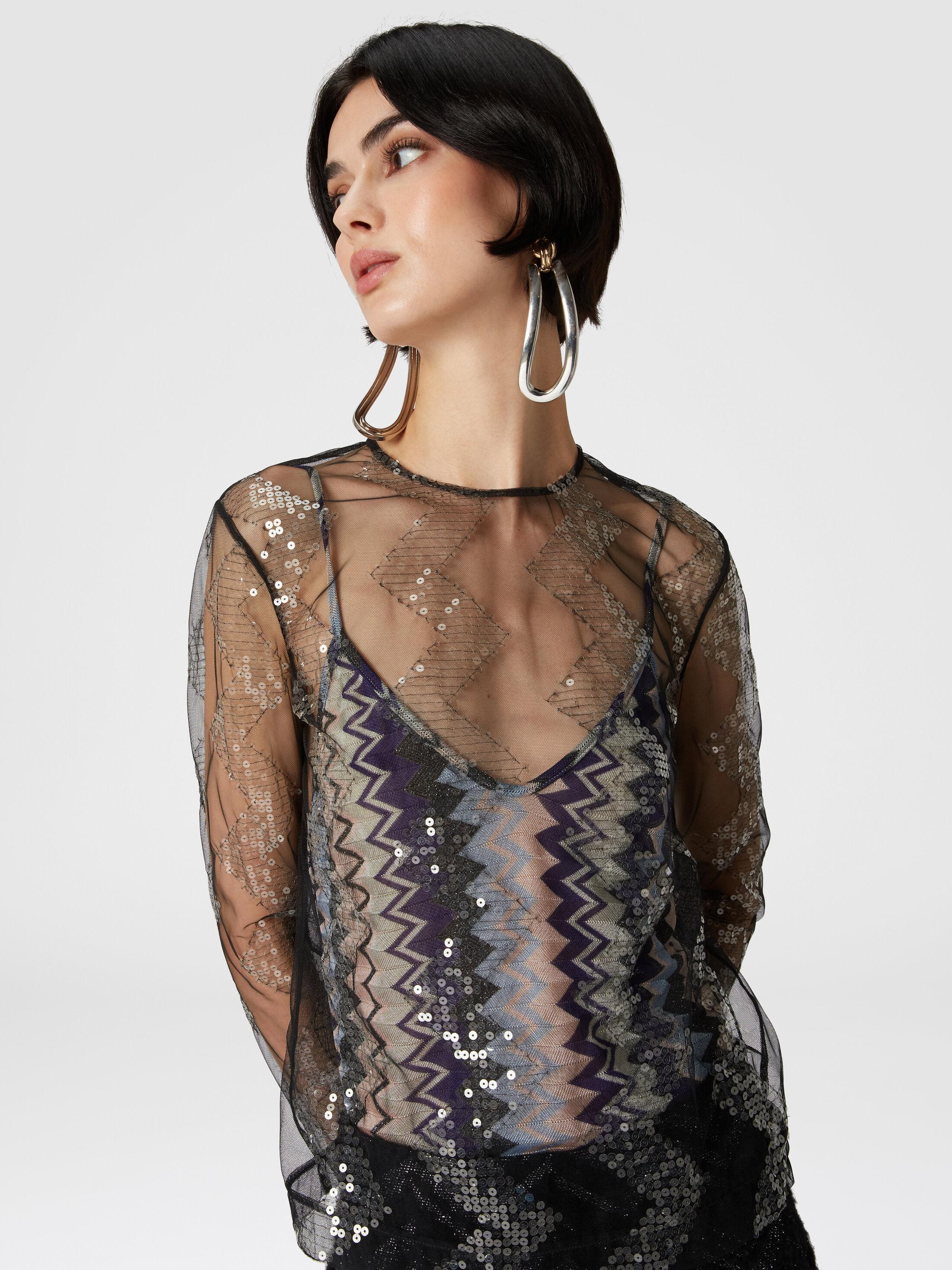 Doubled blouse in sequined tulle Product Image