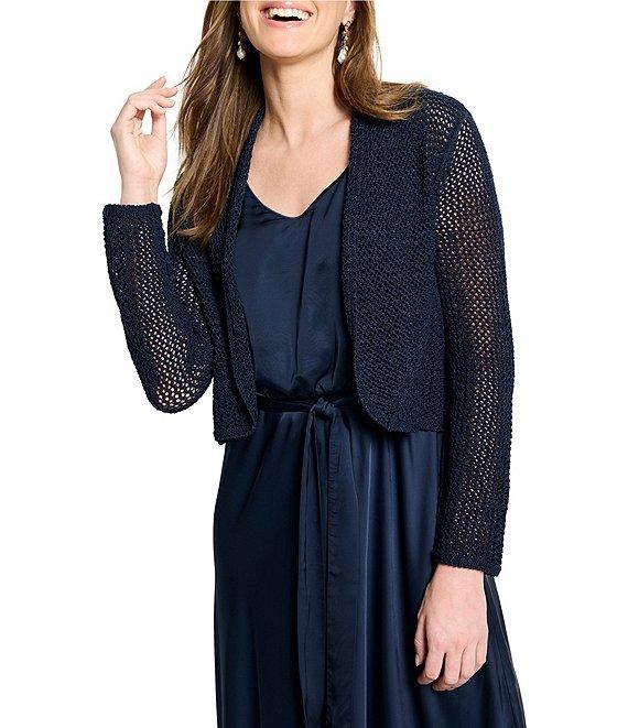 NIC + ZOE Open Mesh Knit Cocoon Open Front Long Sleeve Cardigan Product Image