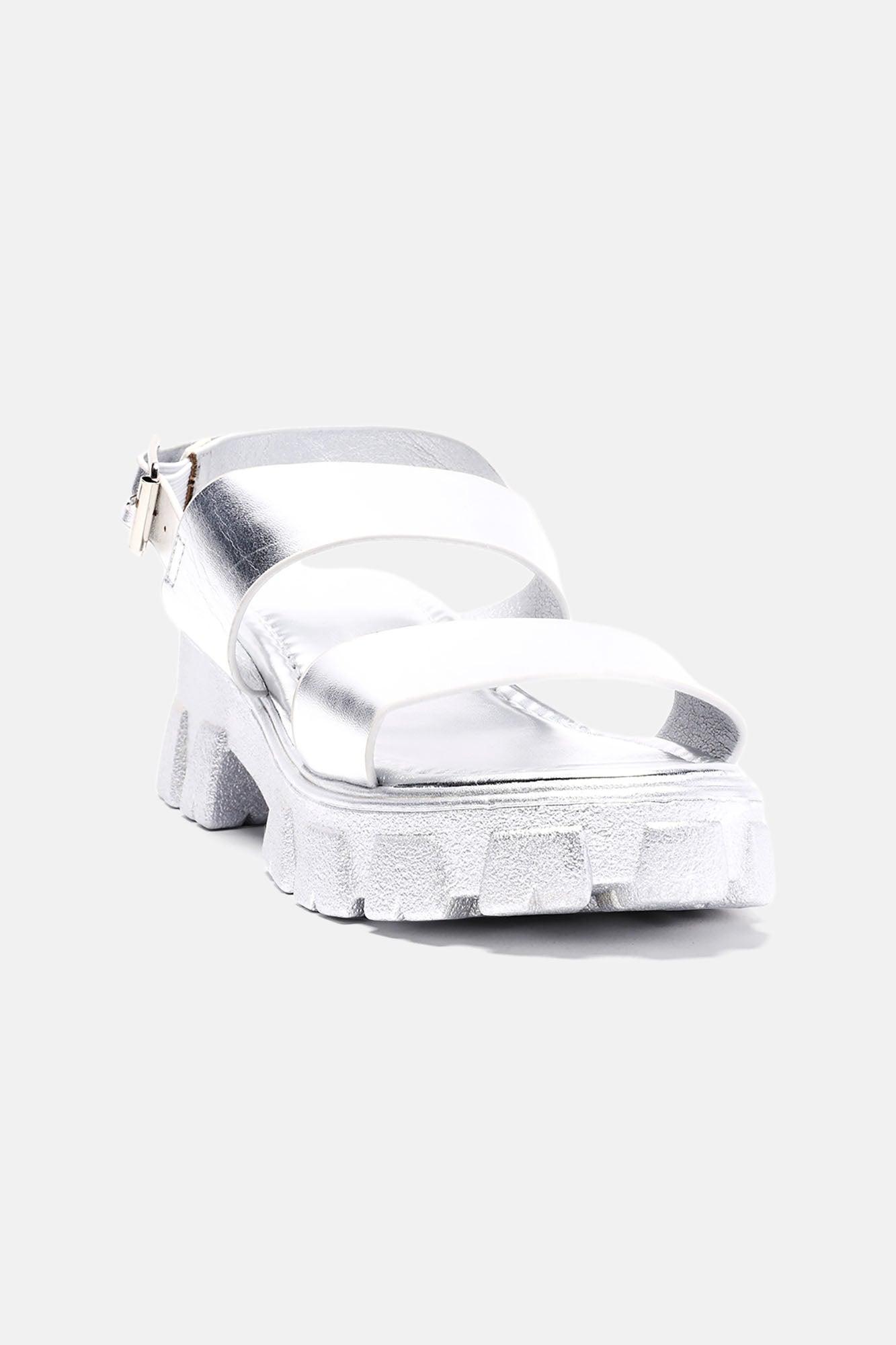 Just A Glance Platform Sandals - Silver Product Image