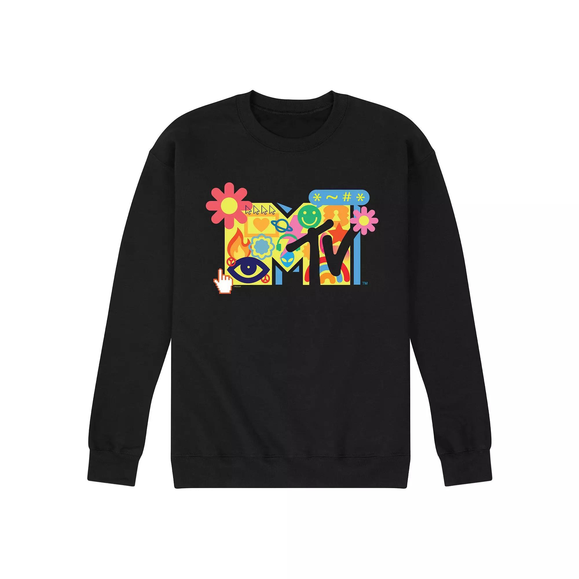 Men's MTV Y2K Logo Fleece Sweatshirt, Size: Large, Black Product Image