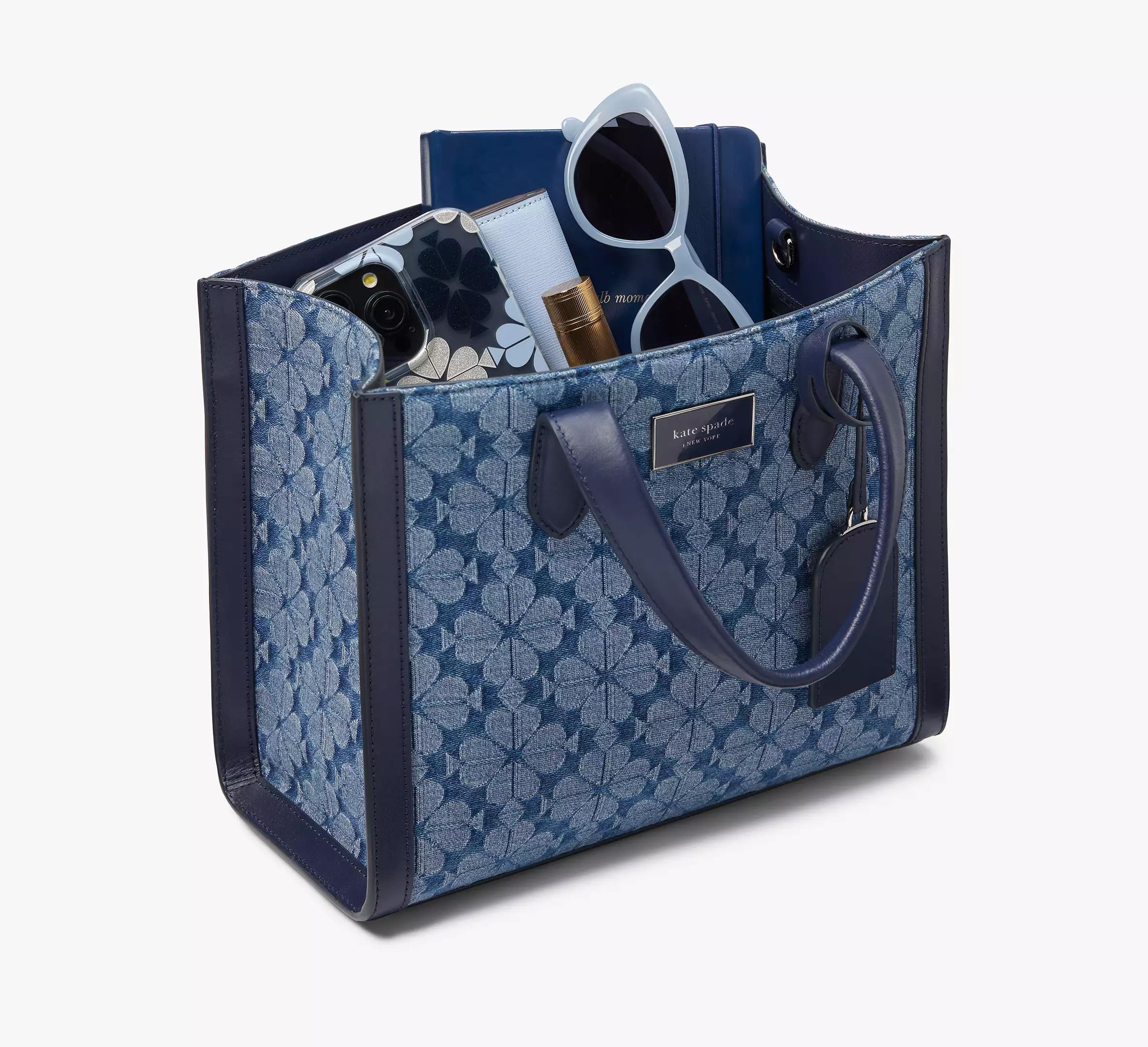 Spade Flower Jacquard Denim Manhattan Small Tote Product Image