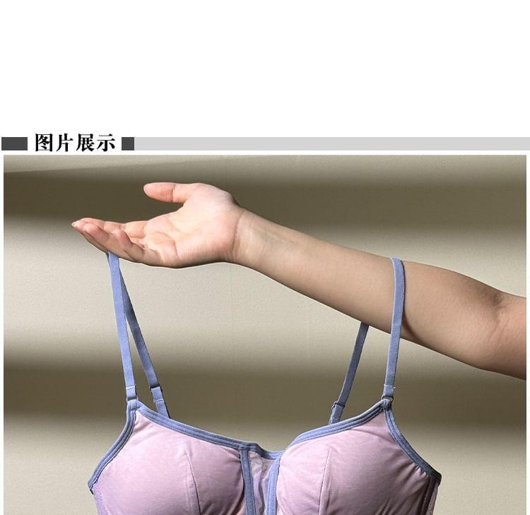 Mesh Panel Contrast Trim Wireless Bra / Panty / Set Product Image