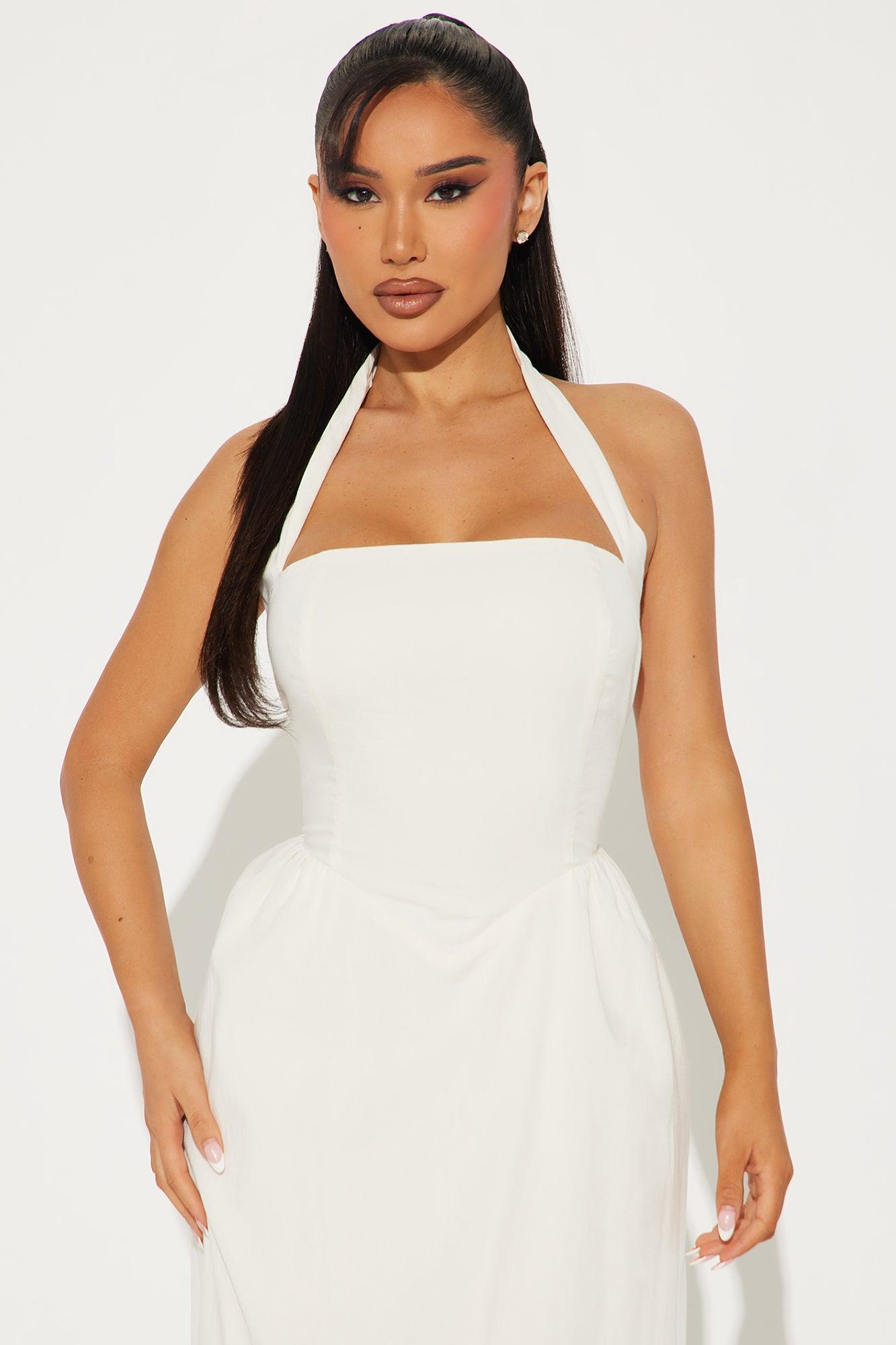 Brenda Halter Maxi Dress - Cream Product Image