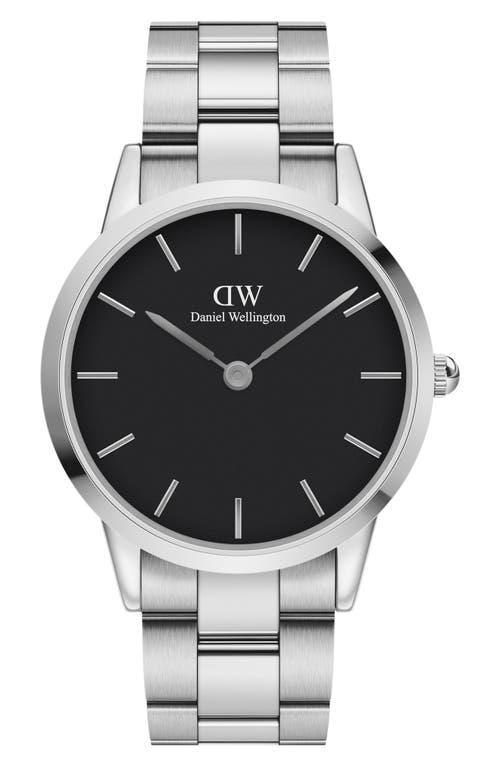 Daniel Wellington Mens Iconic Link Silver-Tone Stainless Steel Watch 40mm Product Image