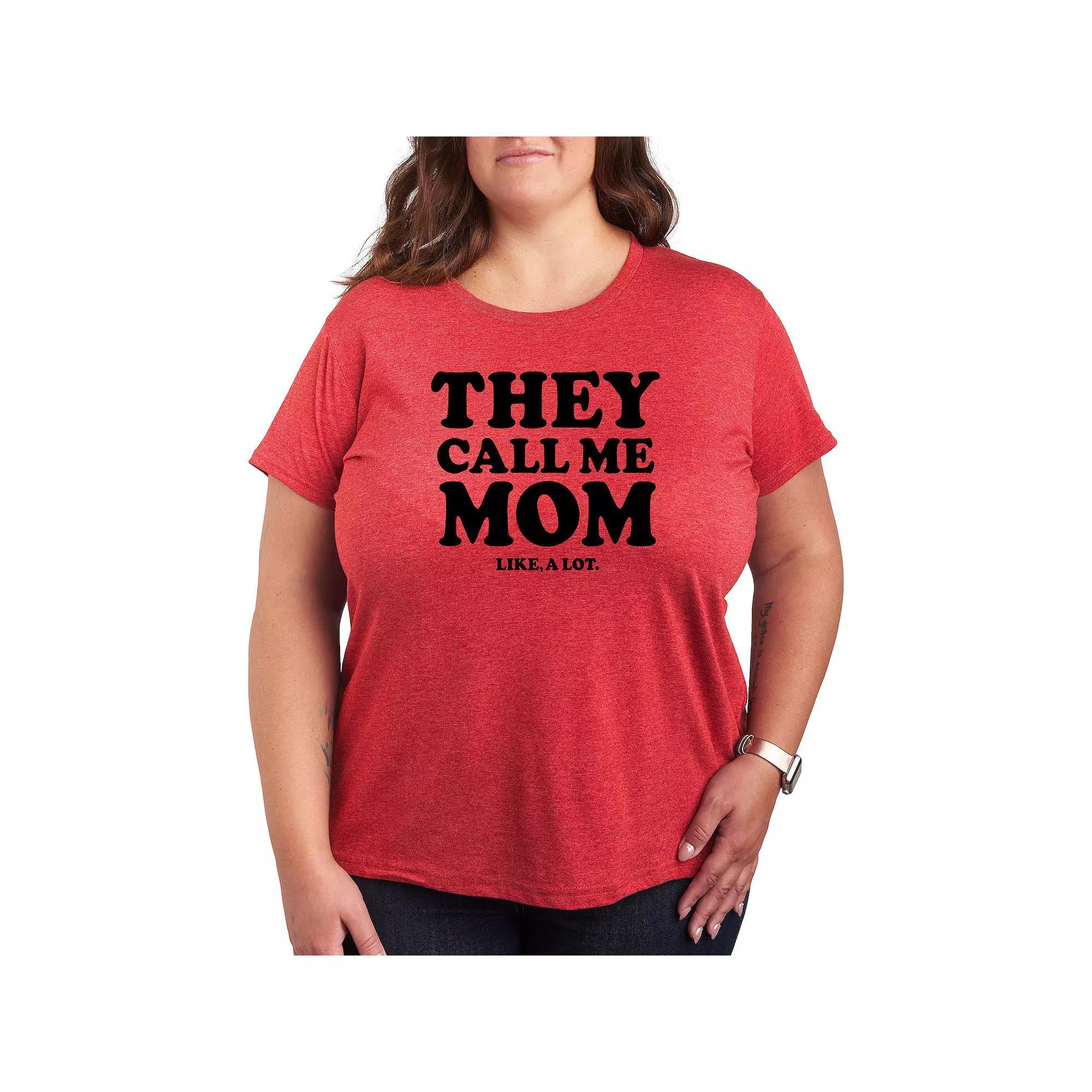 Plus Call Me Mom A Lot Graphic Tee, Women's, Size: 3XL, Grey Gray Product Image