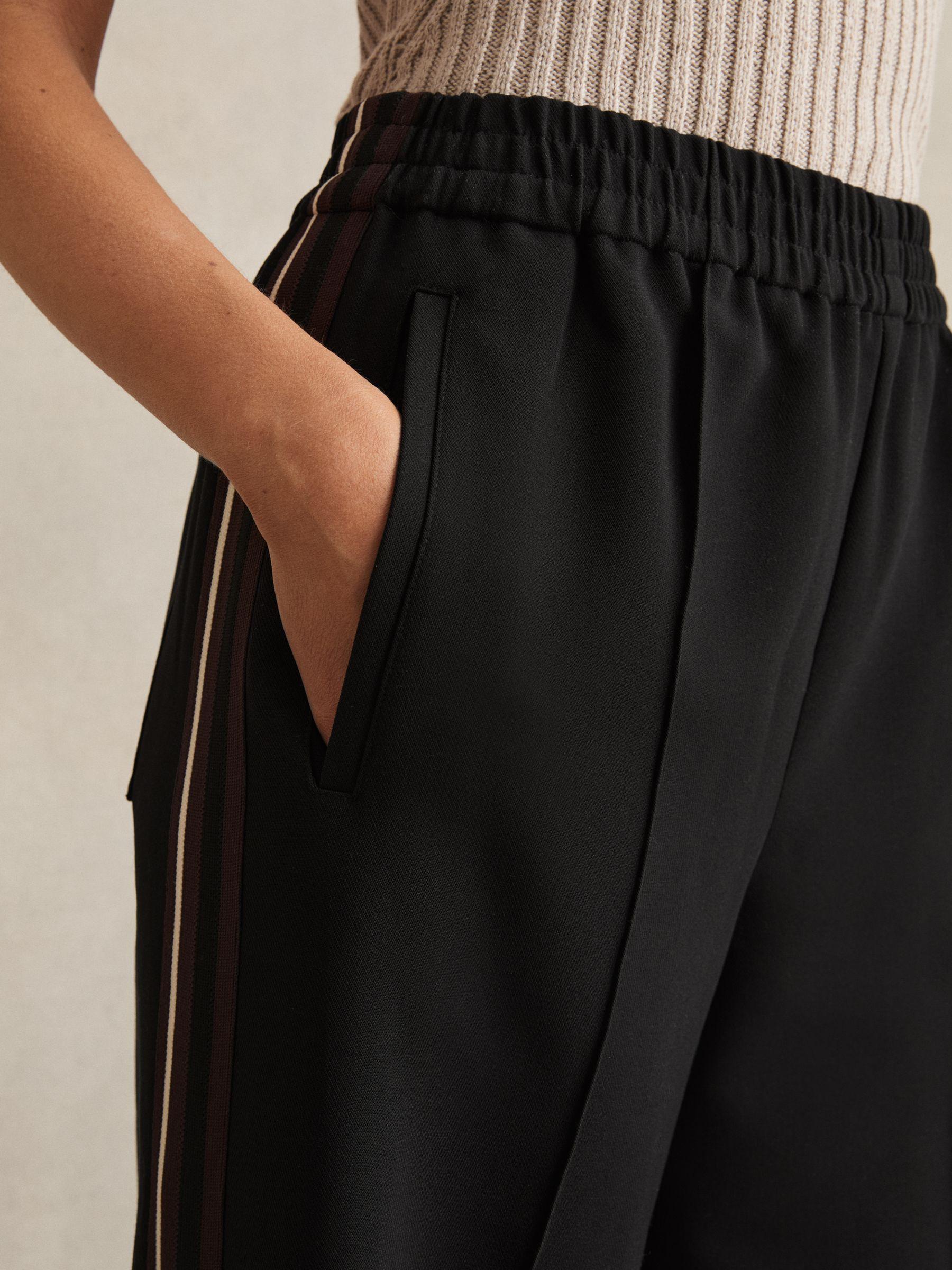 Side-Stripe Tapered Trousers in Black Product Image