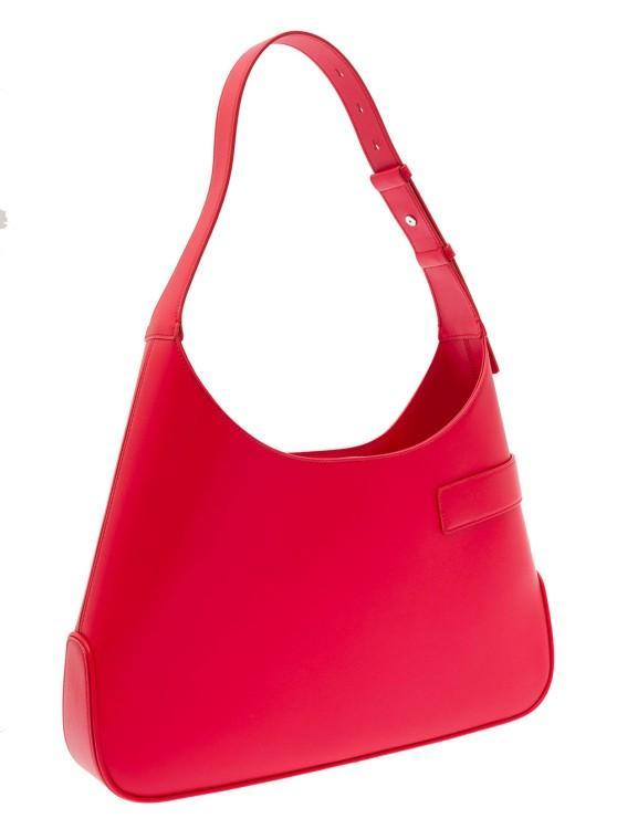 FERRAGAMO Red Hobo Shoulder Bag With Asymmetric Pocket And Gancini Buckle In Leather Product Image