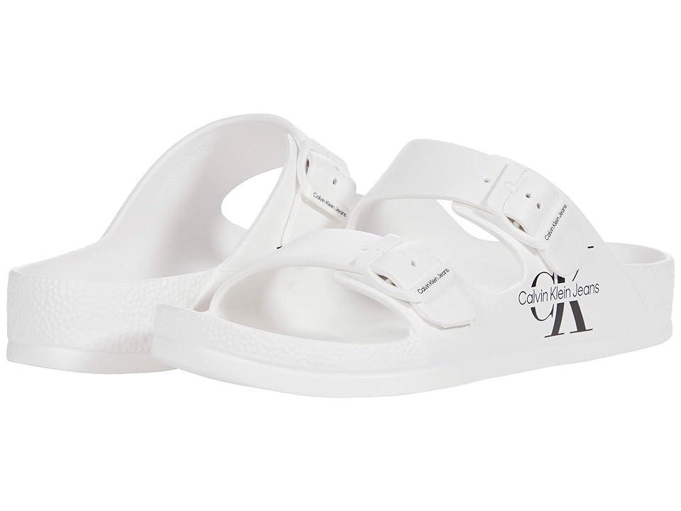 Calvin Klein Mens Mens Zion Double Strap Slide Sandal - White - 12 Product Image