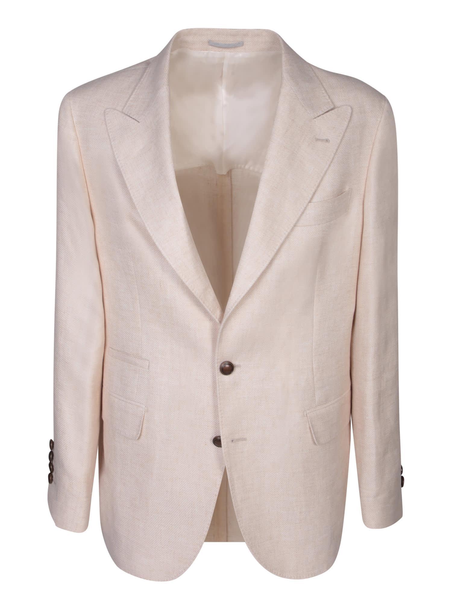 BRUNELLO CUCINELLI Single-breasted Beige Jacket Product Image