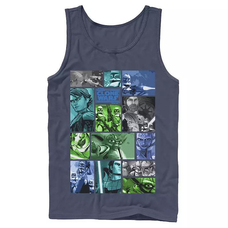 Men's Star Wars: Clone Wars Group Shot Panels Tank Top, Size: Small, Blue Product Image