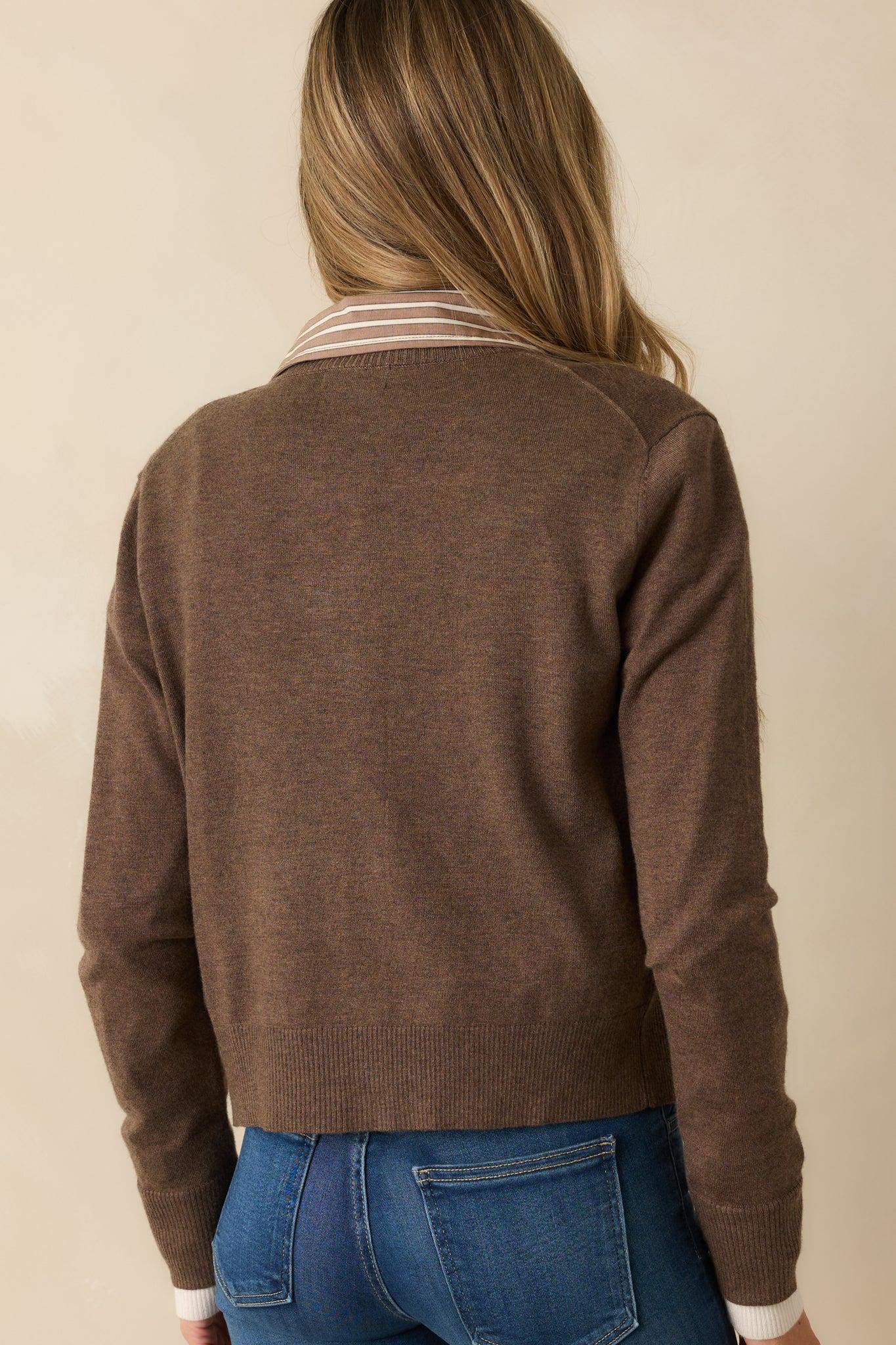 Keep Things Simple Brown Button Front Long Sleeve Cardigan Product Image