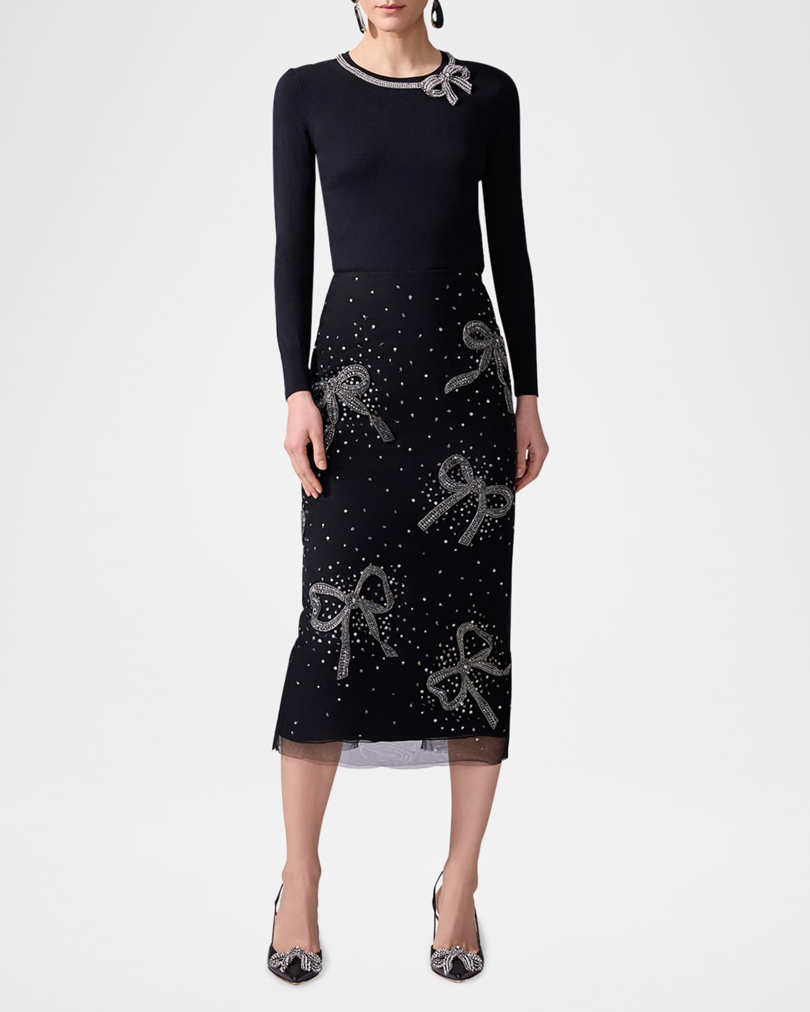 Bow Embellished Midi Skirt Product Image