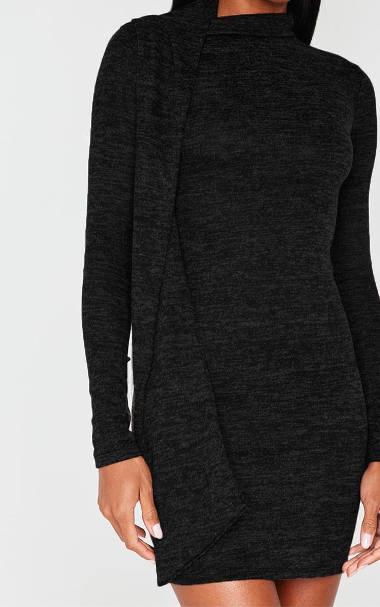 Black Wrap Neck Detail Bodycon Dress Product Image