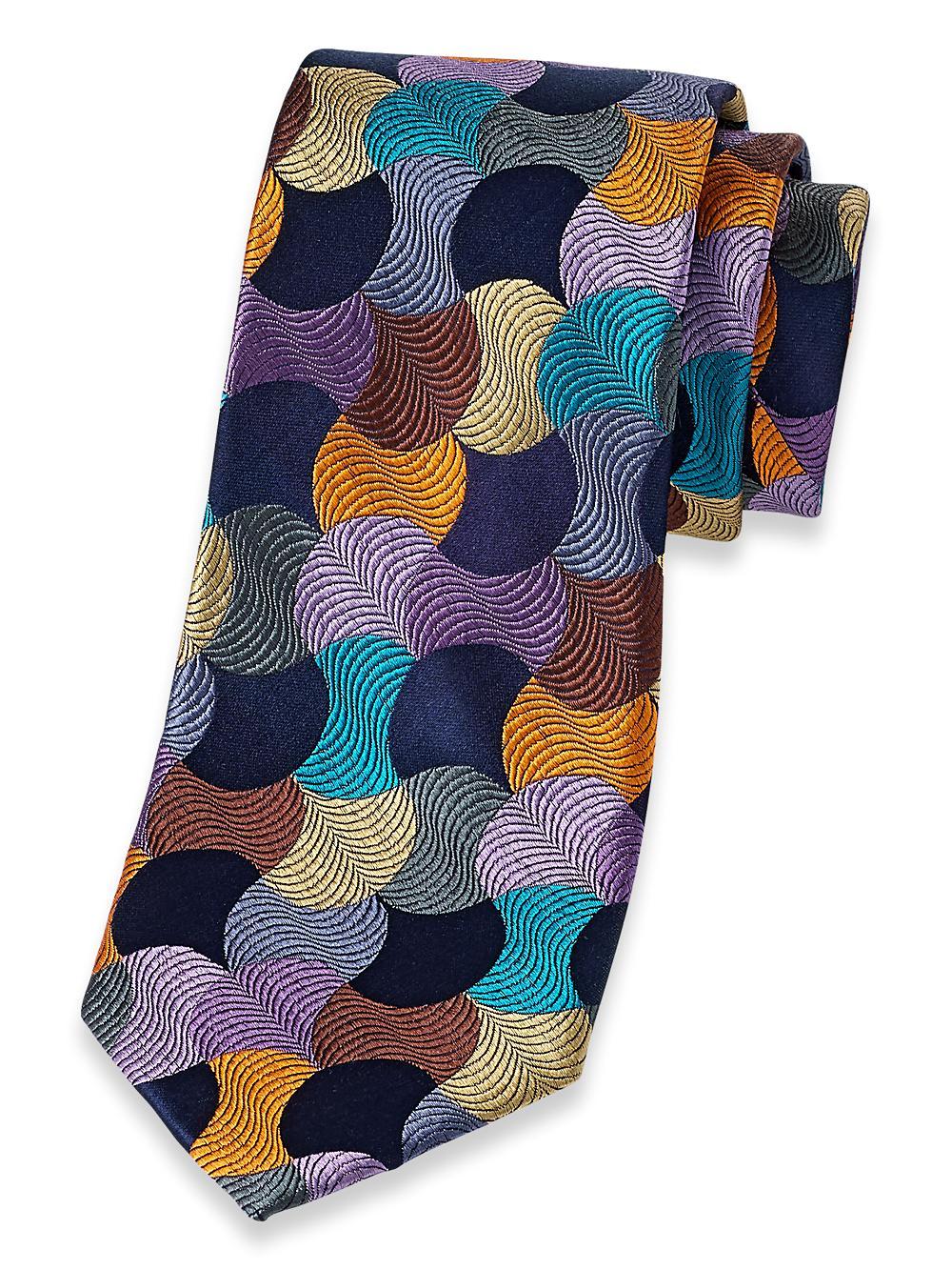 Geometric Woven Silk Tie - Multi Product Image