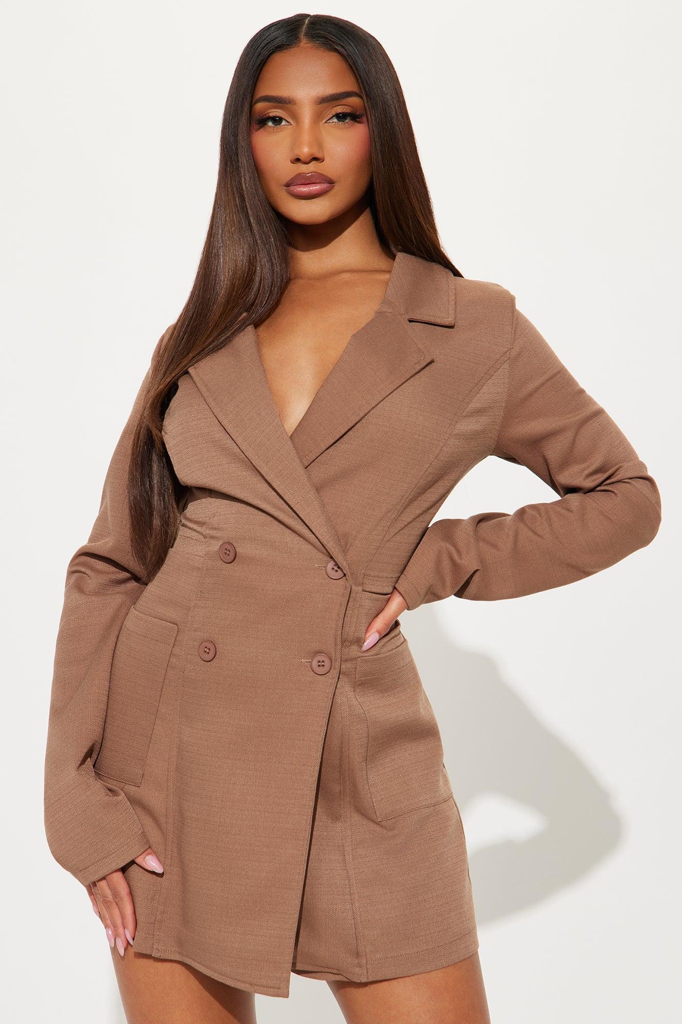 First Quarter Numbers Blazer Romper - Mocha Product Image