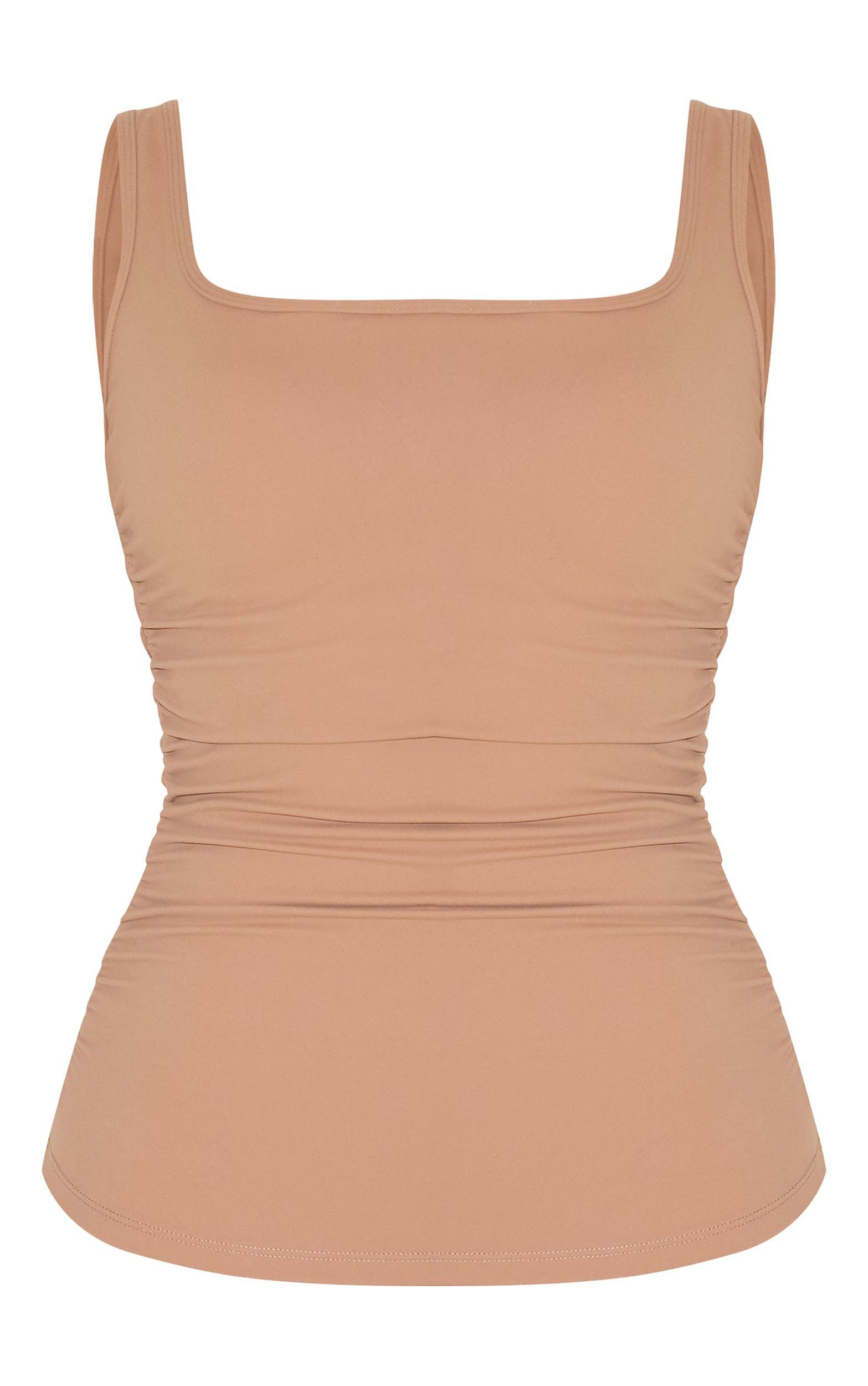 Shape Taupe Active Ruched Side Cupped Long Line Top Product Image